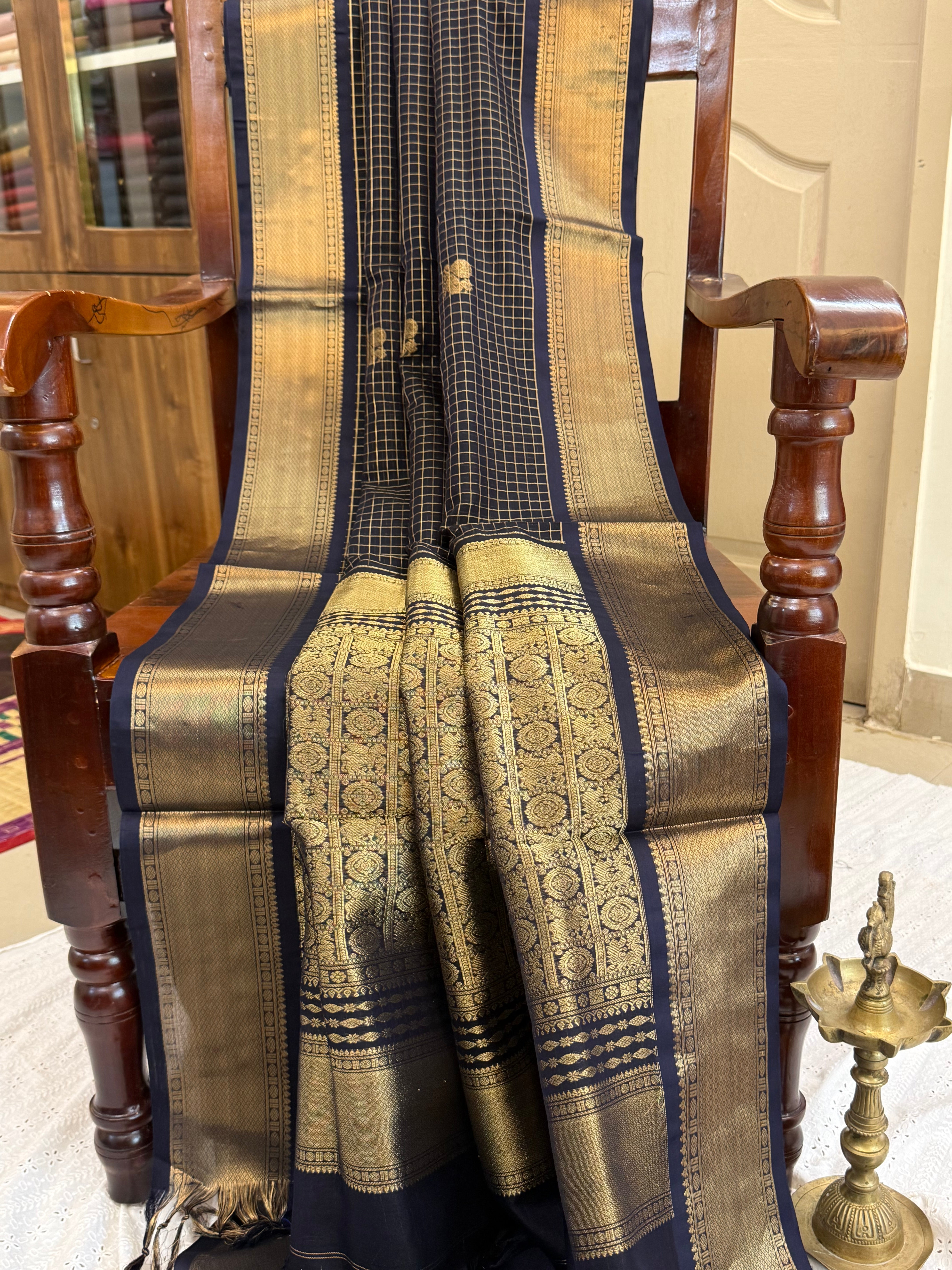 Deep blue kattam butta / Premium Silk Cotton CL1711