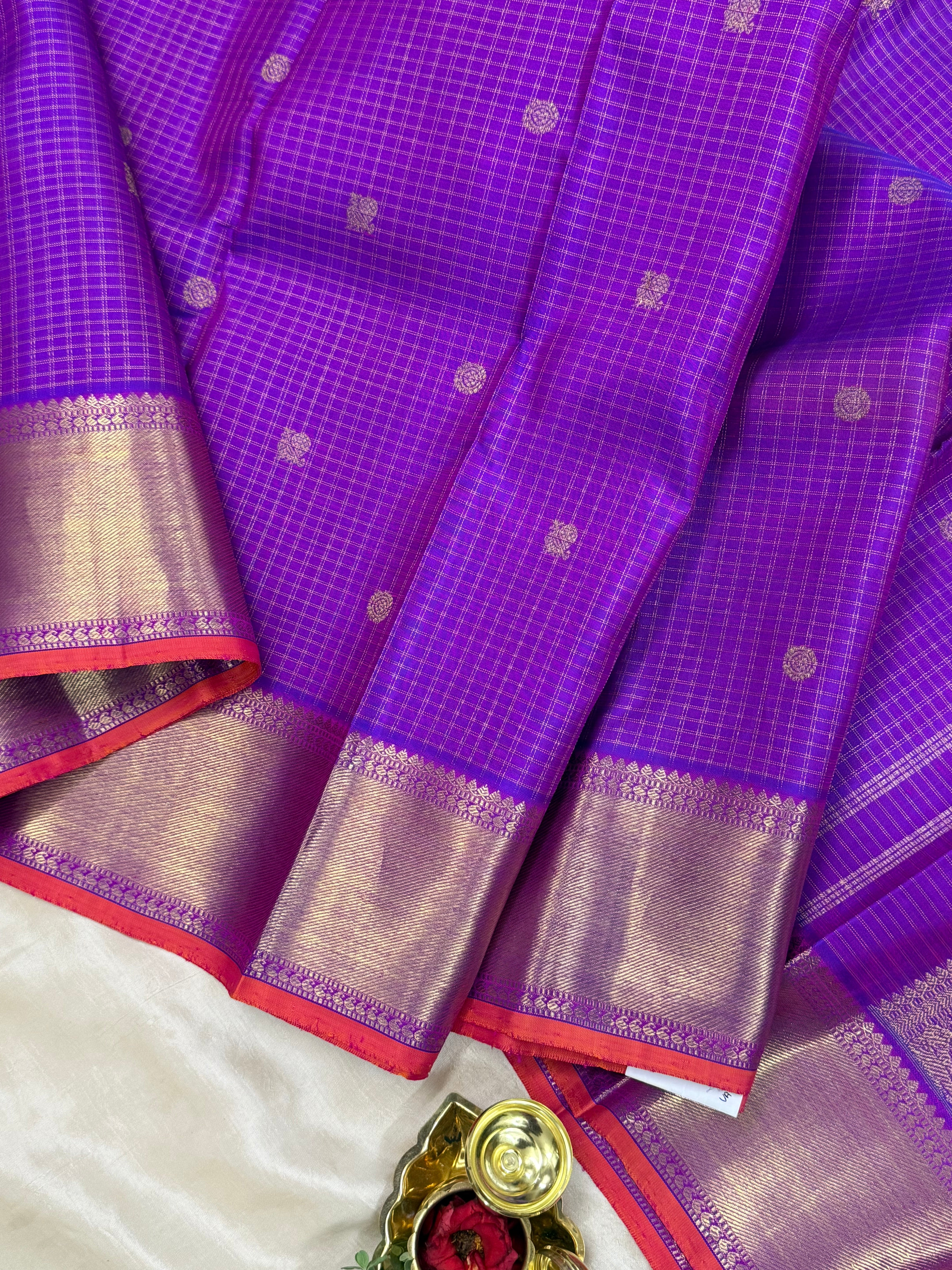 Purple zari kattam getti border/ Kanjipuram silk