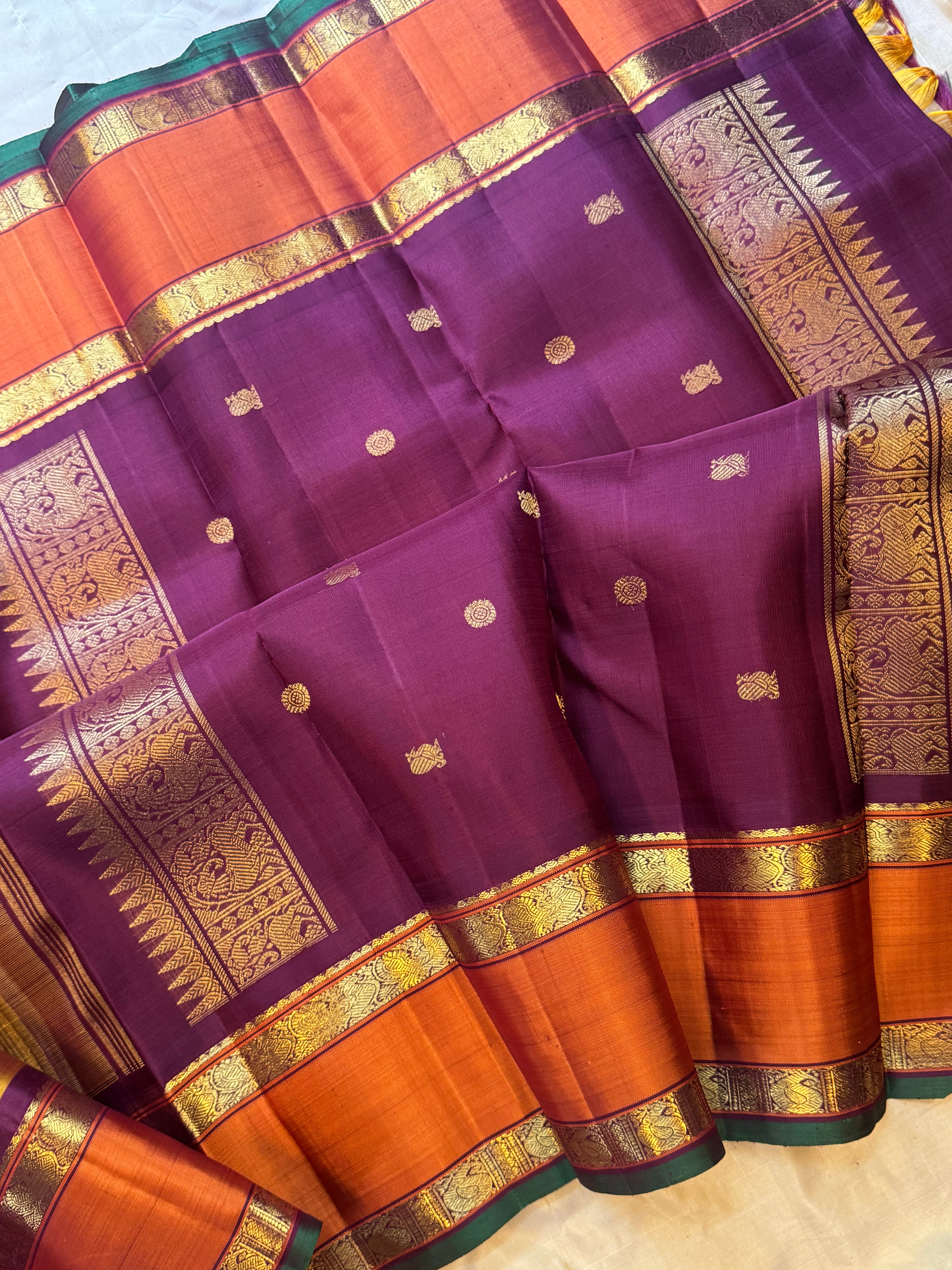 Poonvandu rettapet border/ Kanjipuram silk