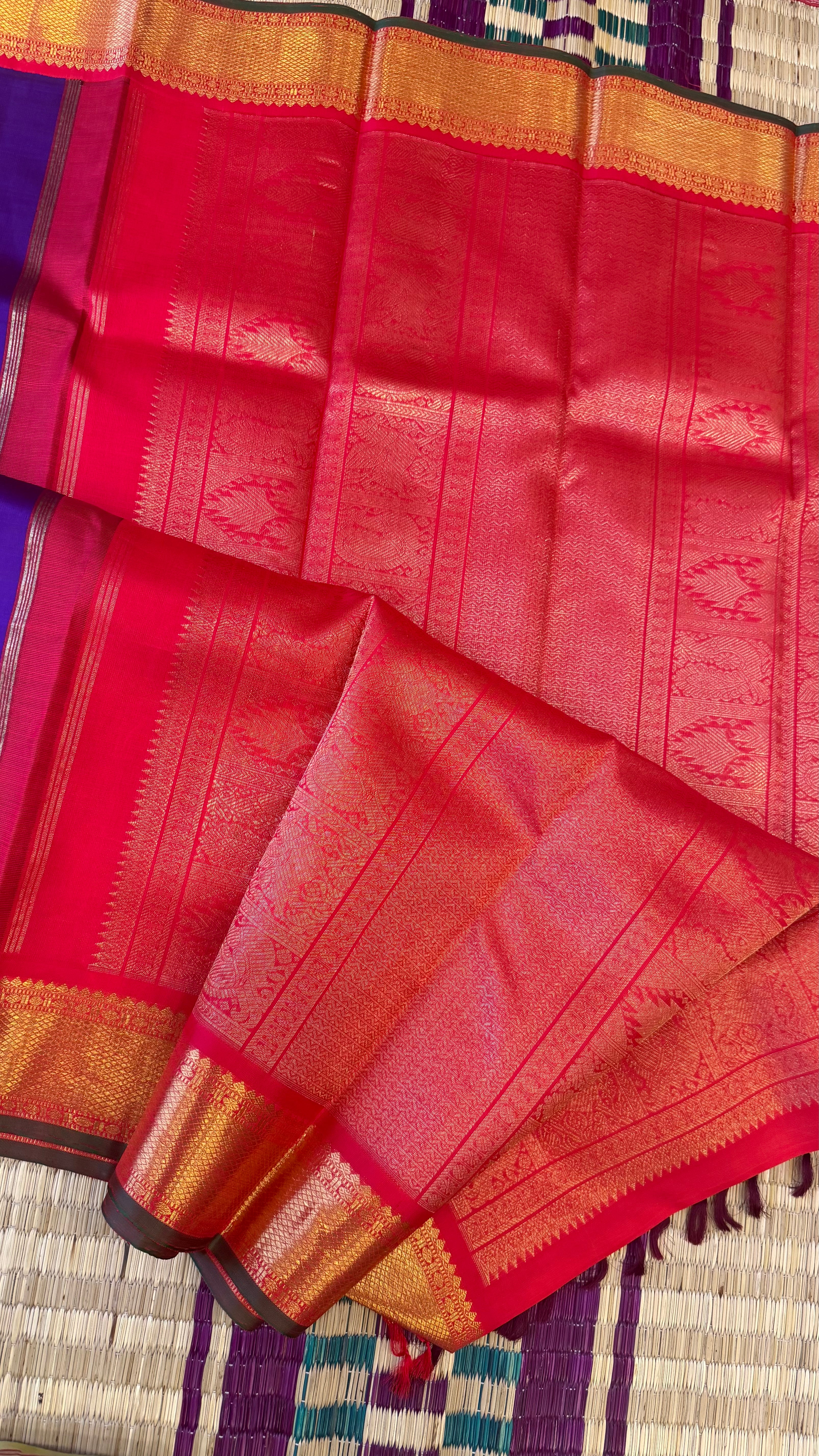 Deep purple Kai Korvai / Kanjipuram silk