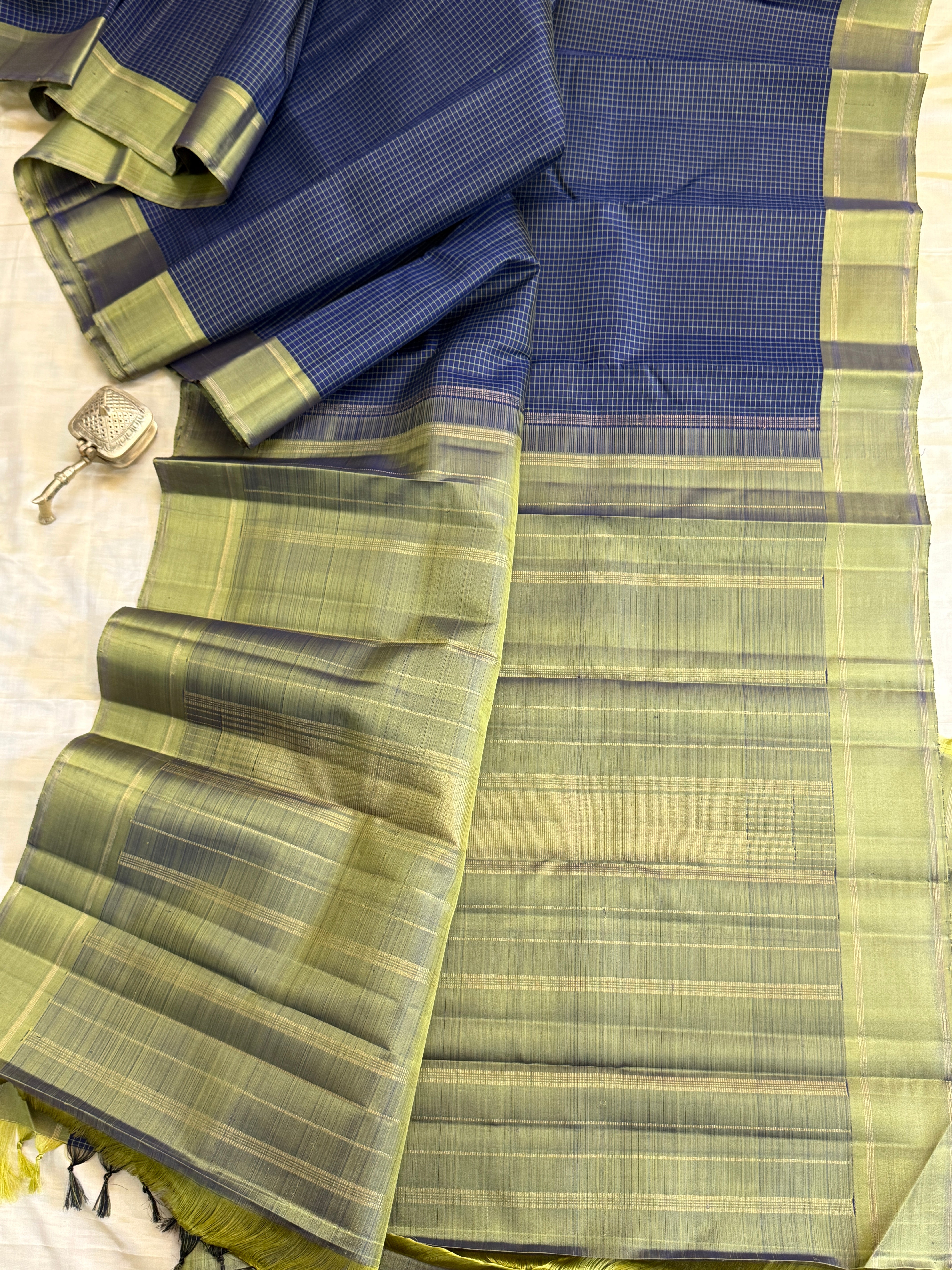 Blue small Kattam / kanjipuram silk saree clsa 11593