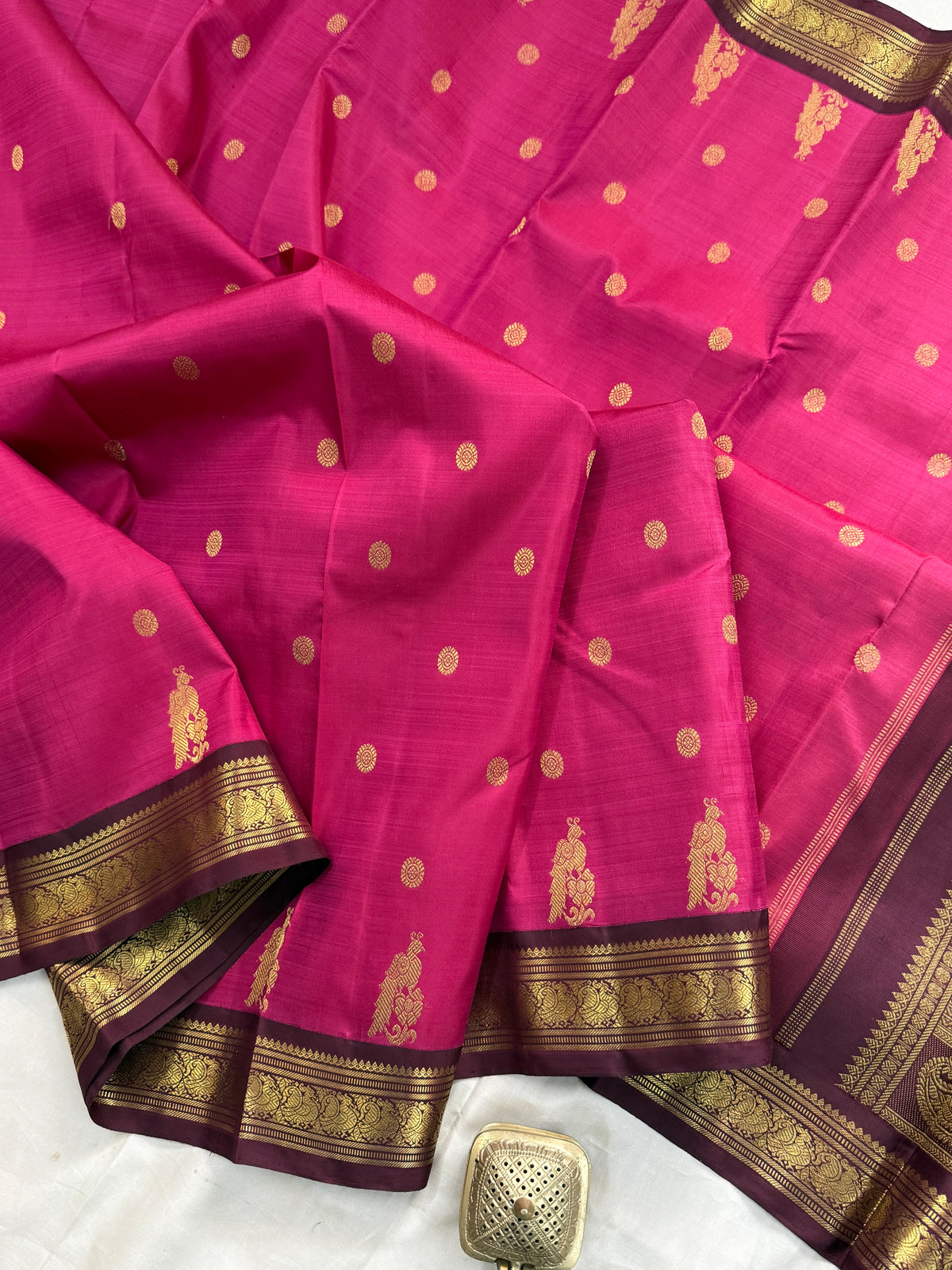 Deep Rose Pink beetu butta Korvai/ kanjipuram silk saree clsa 11429