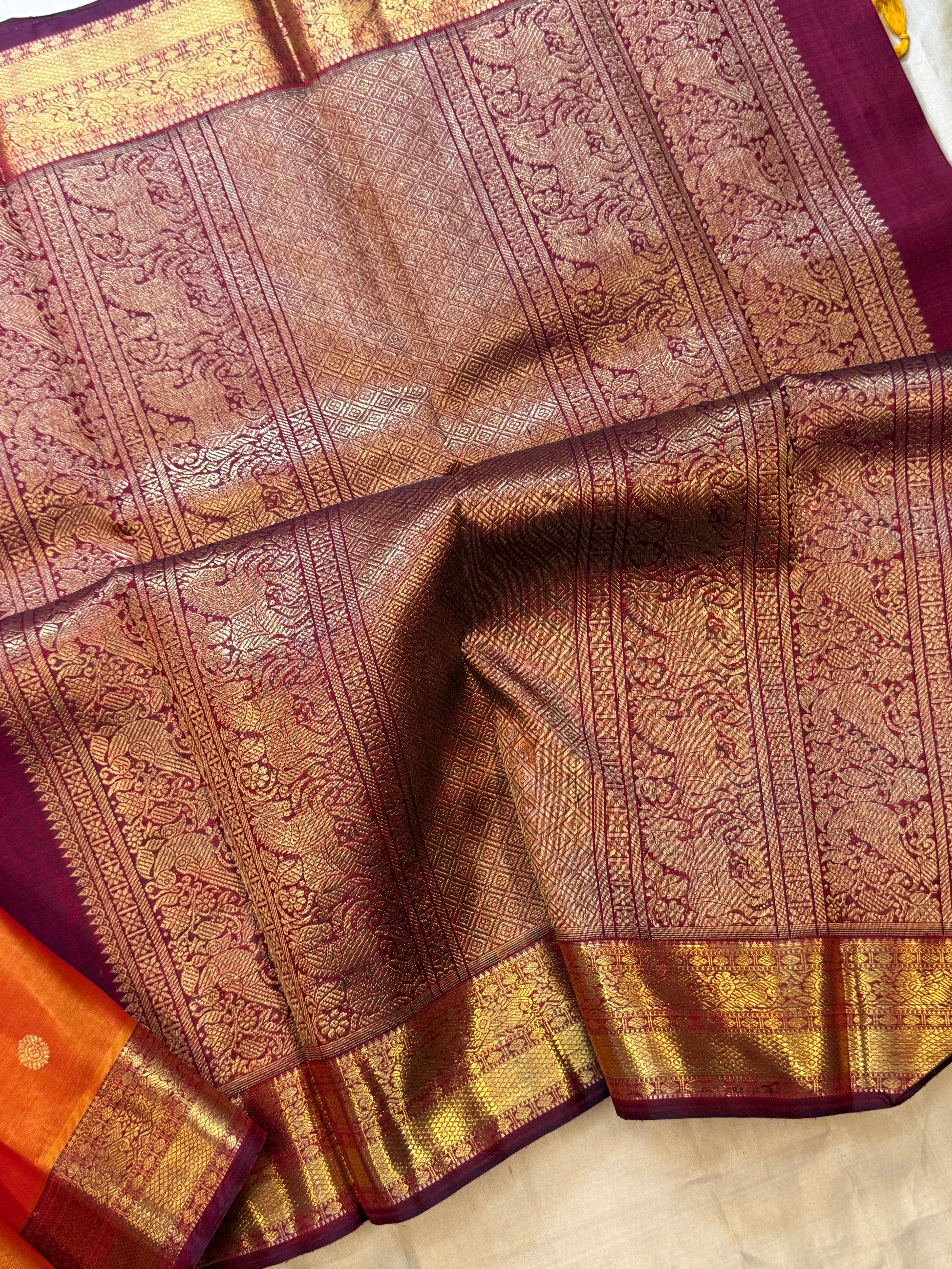 Rustic orange and araku / Kanjipuram silk