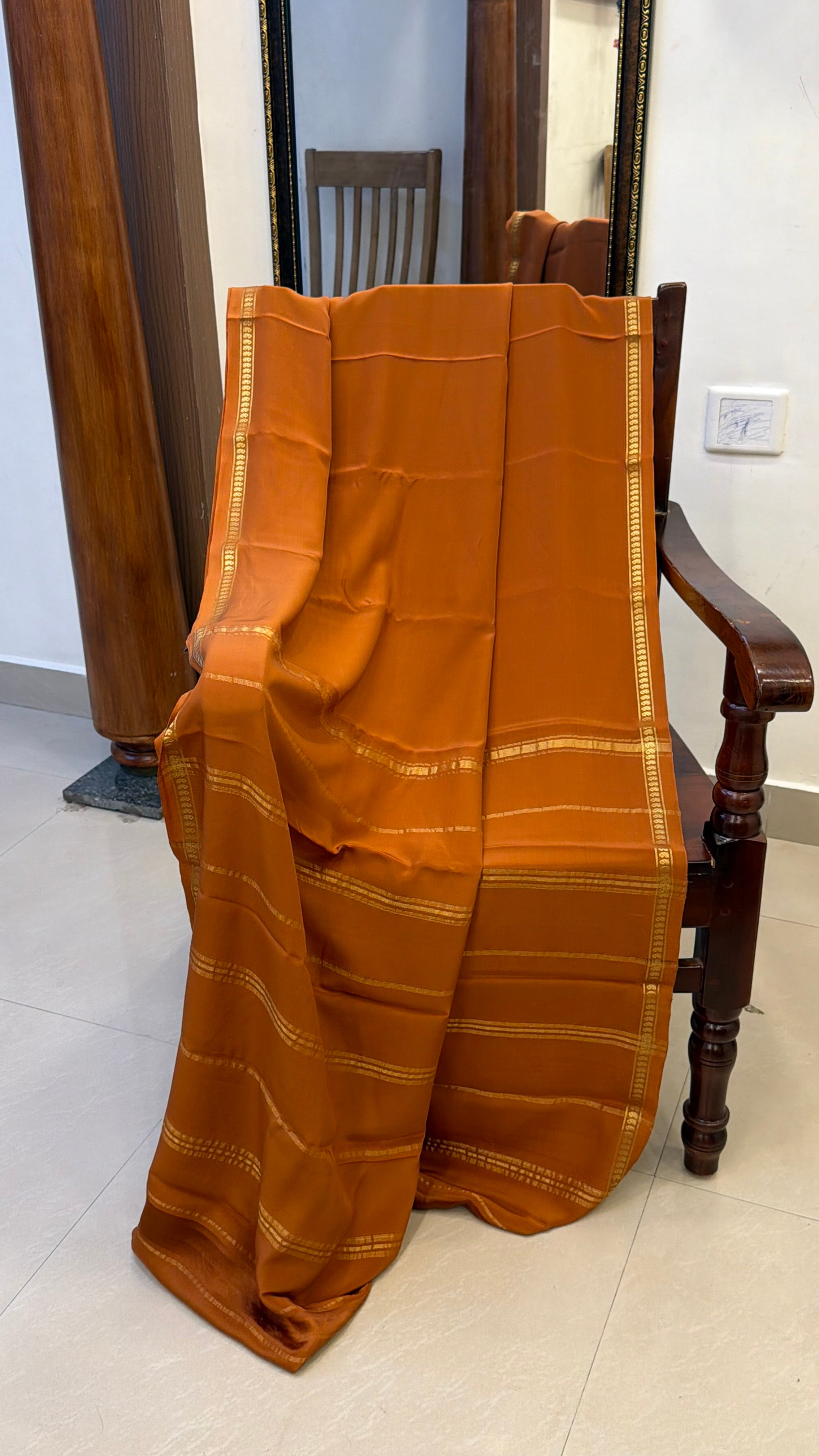 Simha color Pure crepe silk saree
