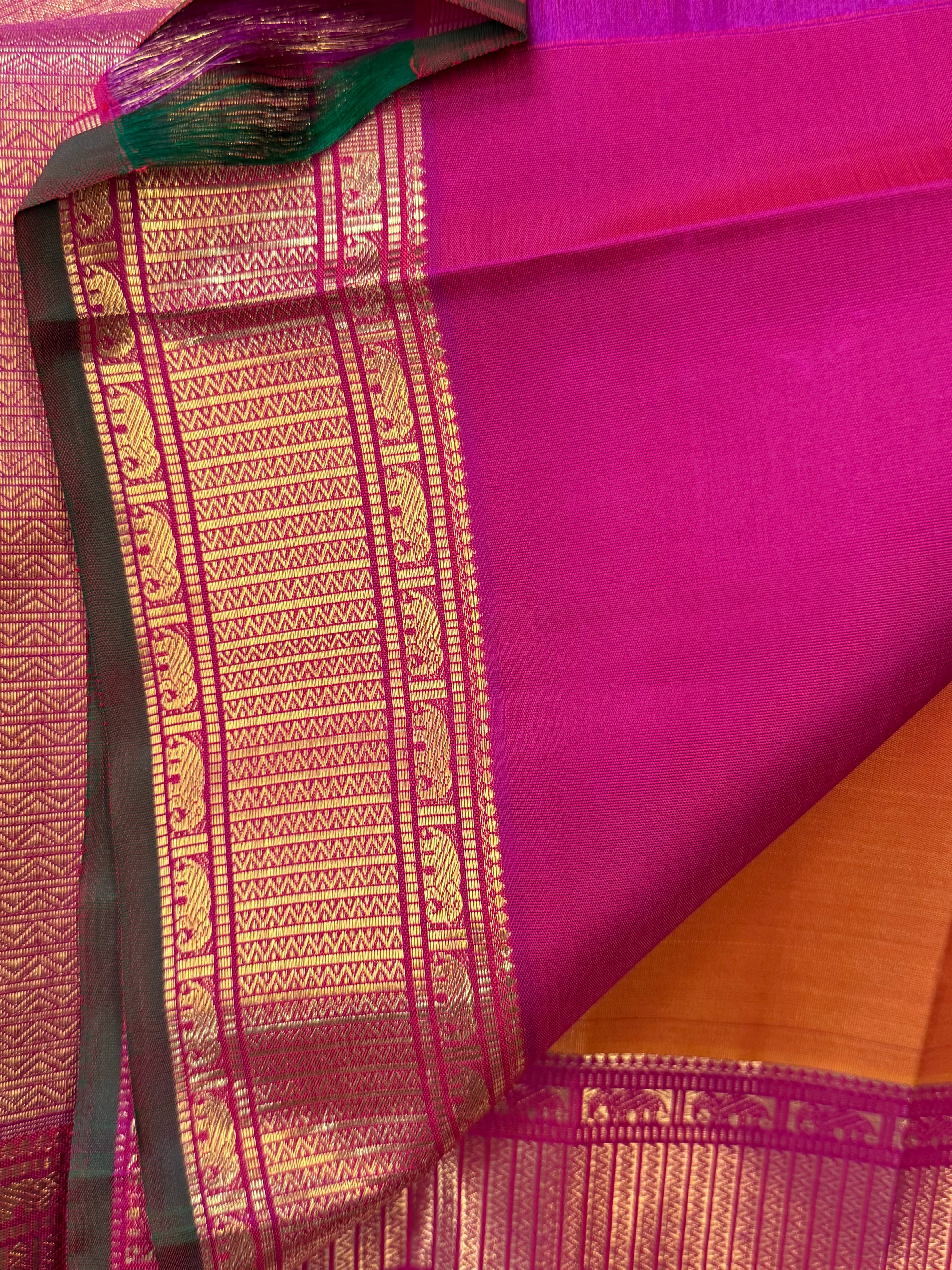 Heirloom oosivanam Simha colour Kanjipuram silk saree