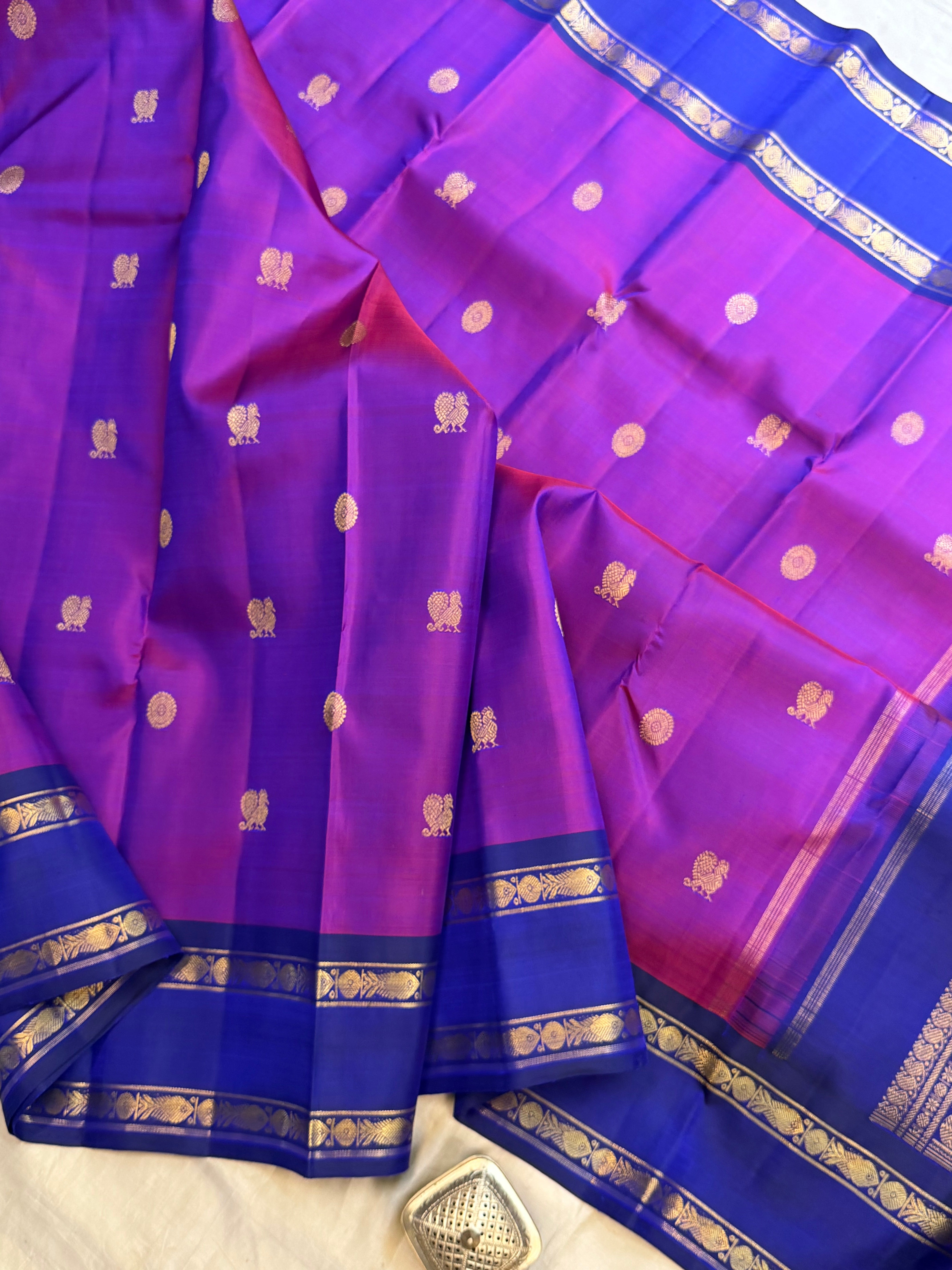 Permam : purple pink fish pet  / Kanjipuram silk CL9887