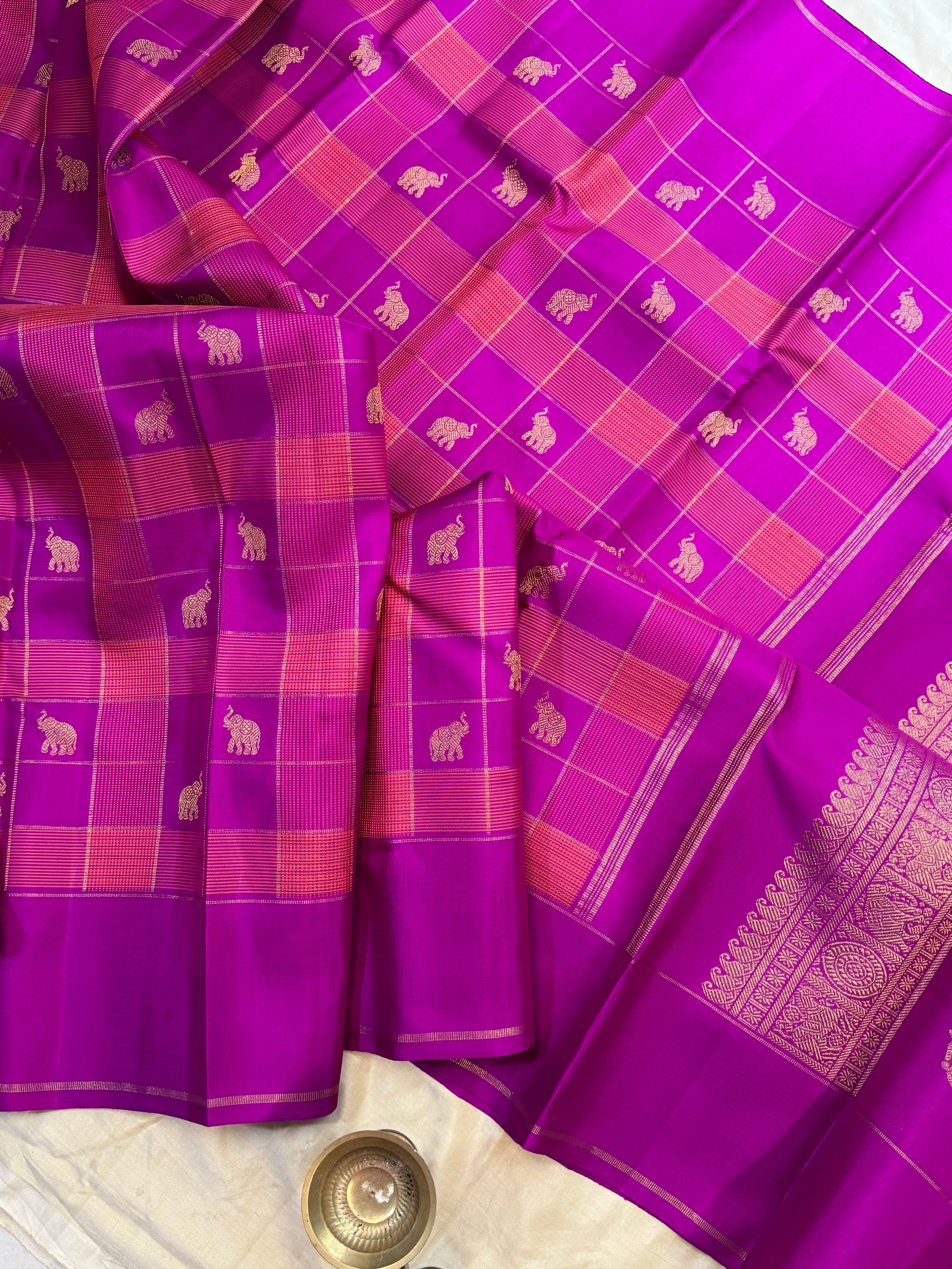 Pink Chettinad Kattam / Kanjipuram silk