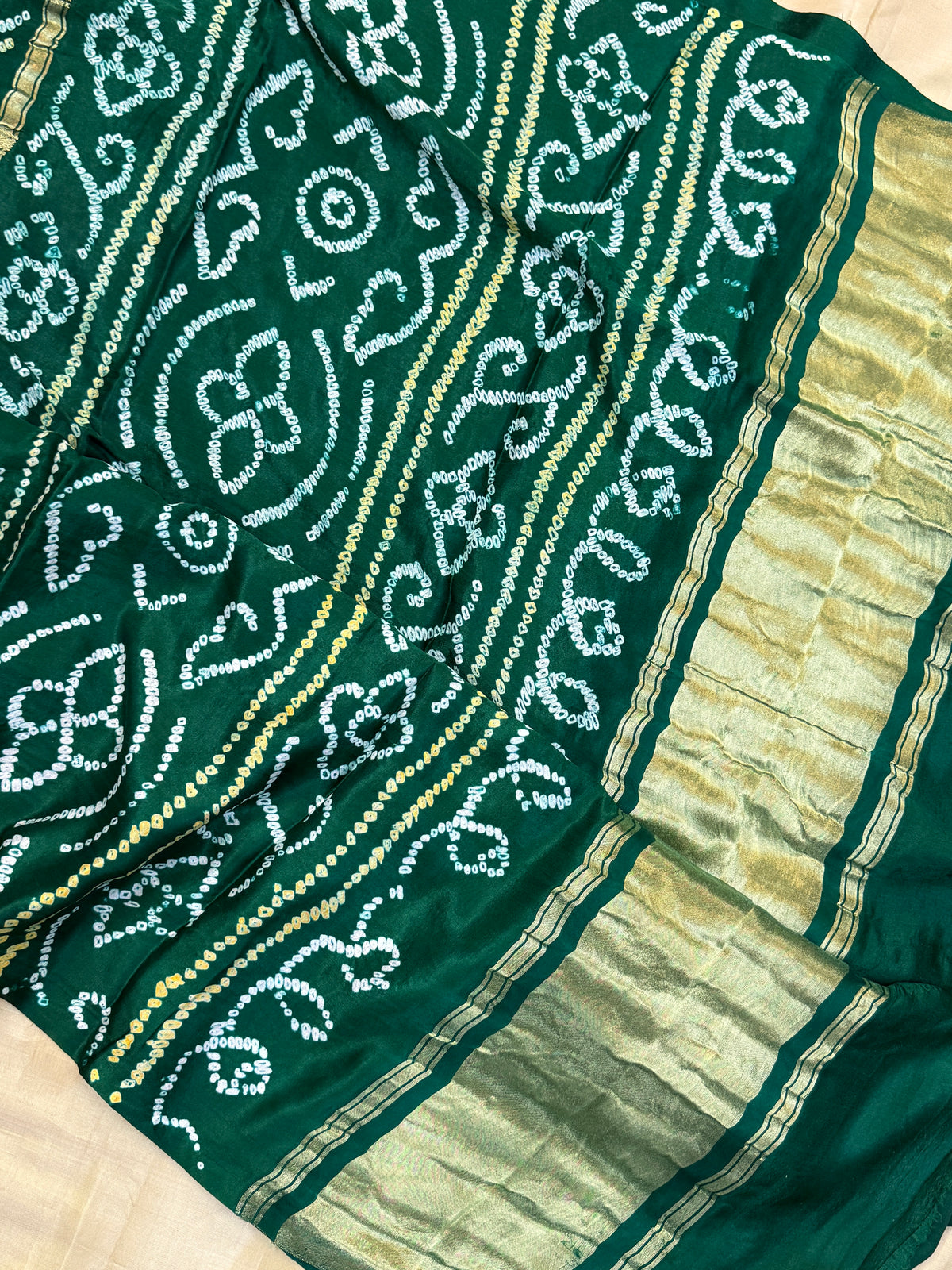 Green bandhini and gajji silk saree clsa 11943