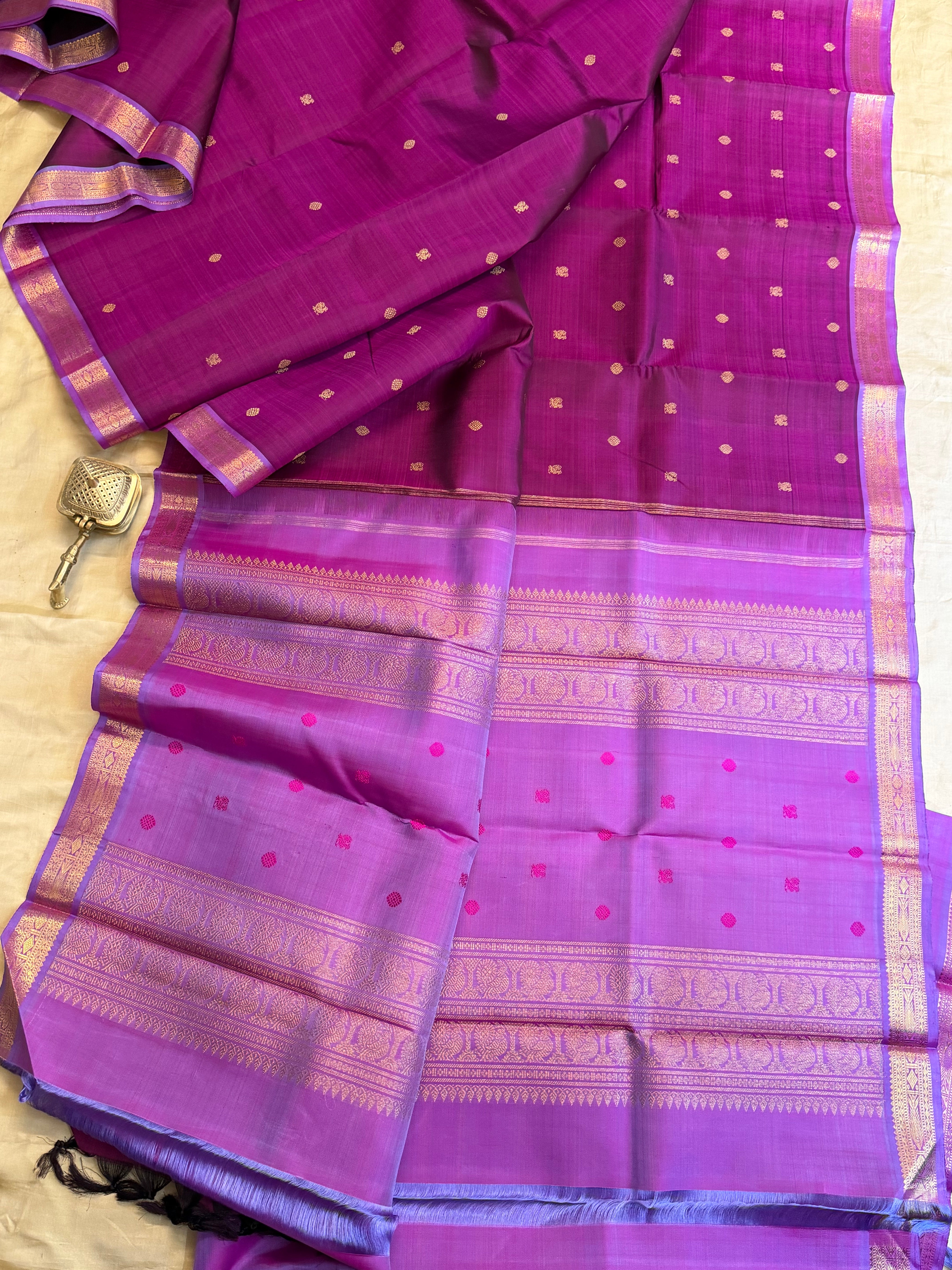 Permam : purple small border  / Kanjipuram silk CL4497