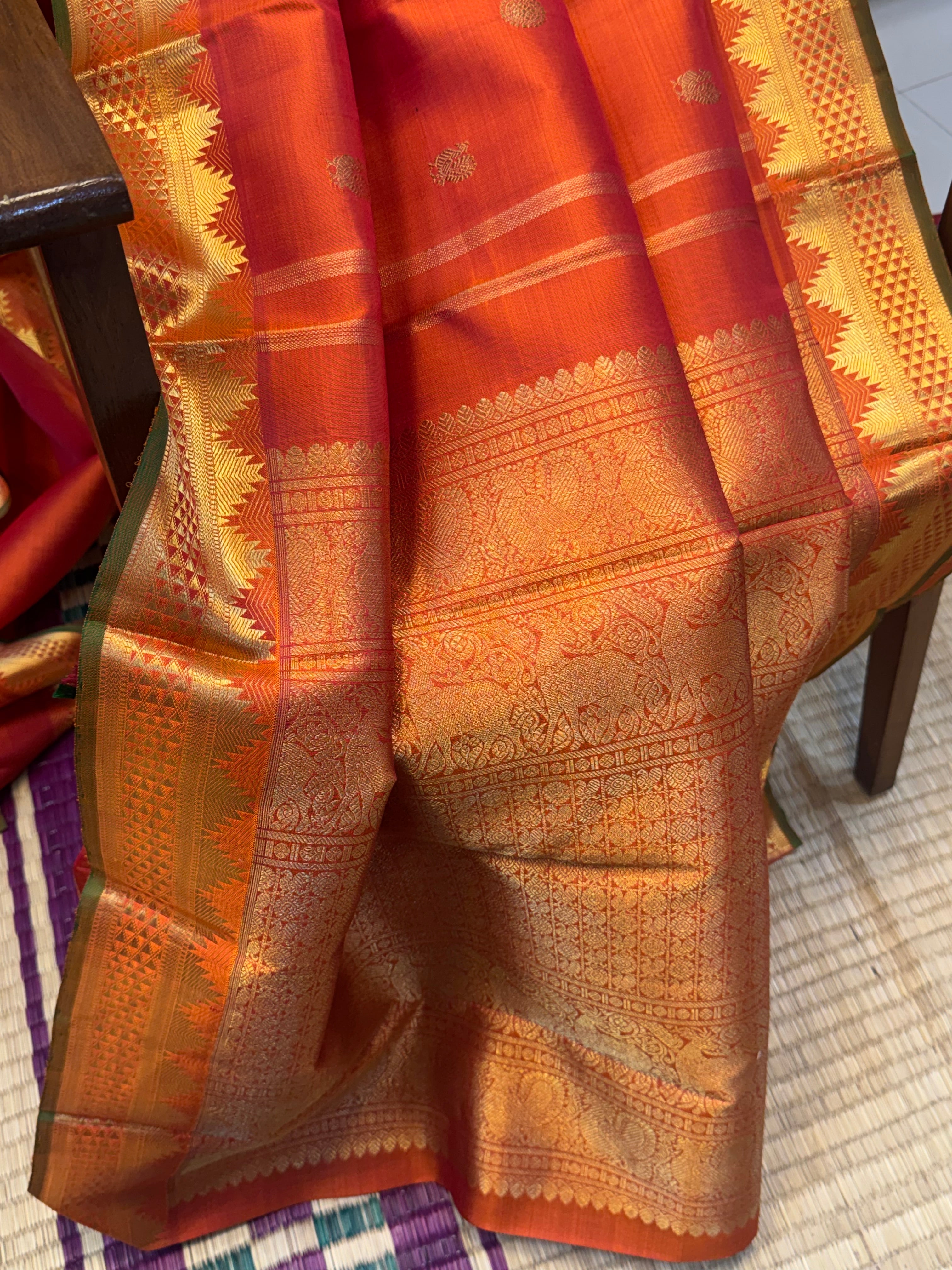 Rust arai madam border  / kanjipuram silk