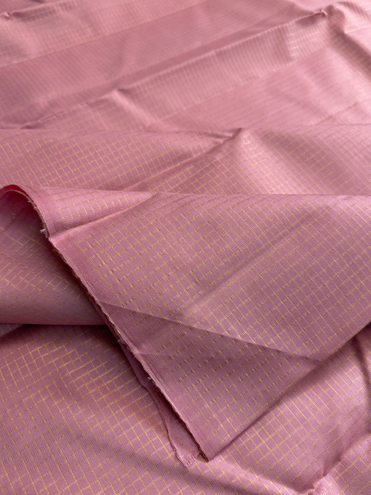 Pink zari checks /Kanjipuram silk blouse fabric (per metre )CLSA11693