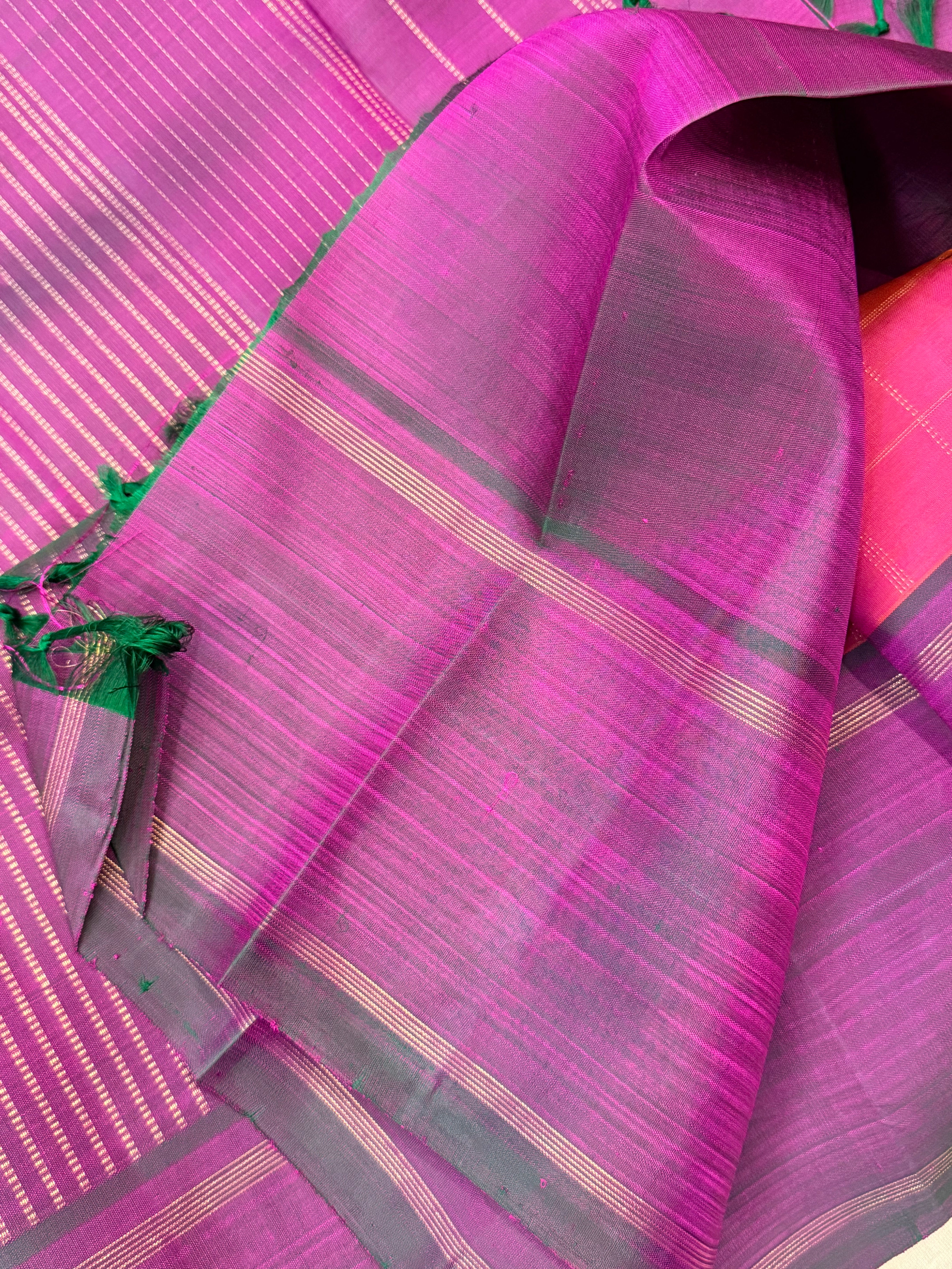 Pink kattam and purple / Kanjipuram silk
