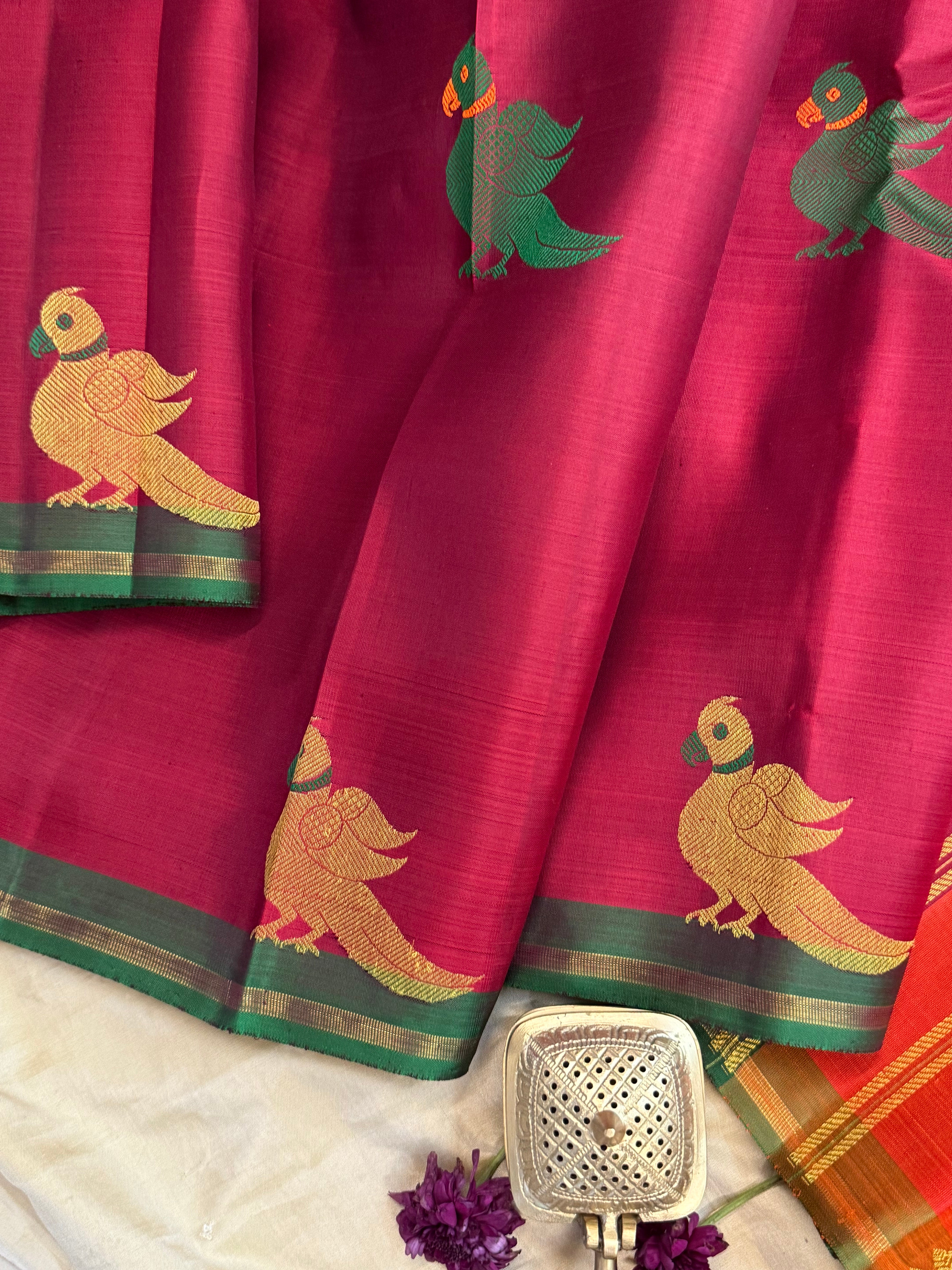 Araku meenakari kili butta/ Kanjipuram silk