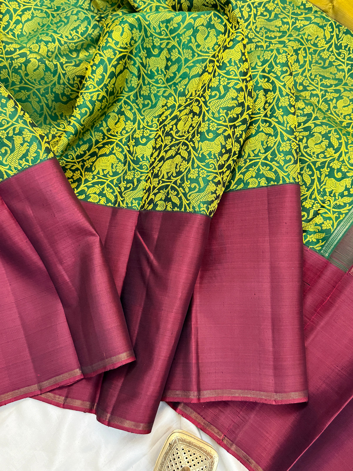 Vanasingaram Ganga Jamuna  thread work and border Korvai pure zari/ kanjipuram silk saree clsa 10092