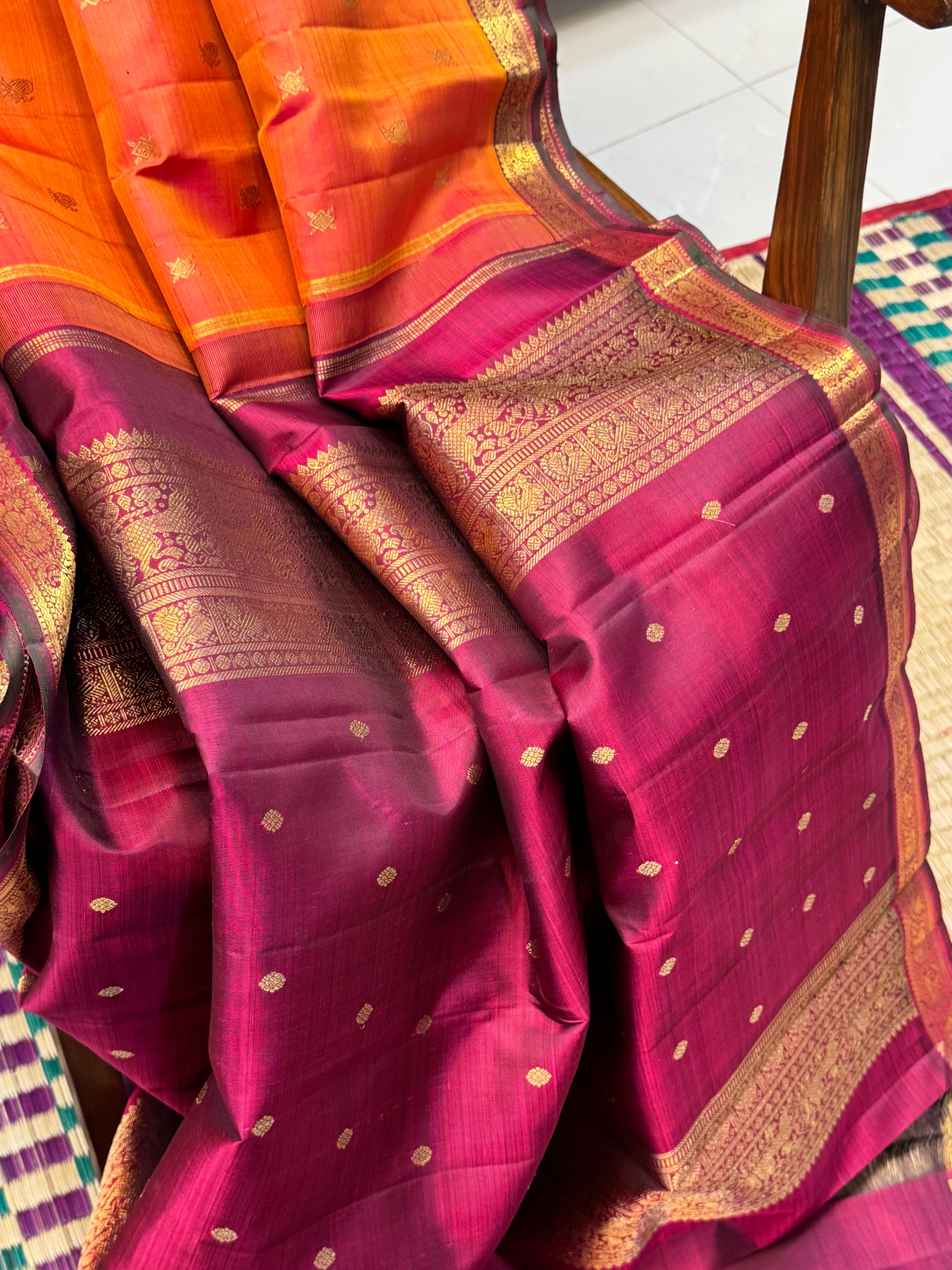 Rust small  border  / kanjipuram silk