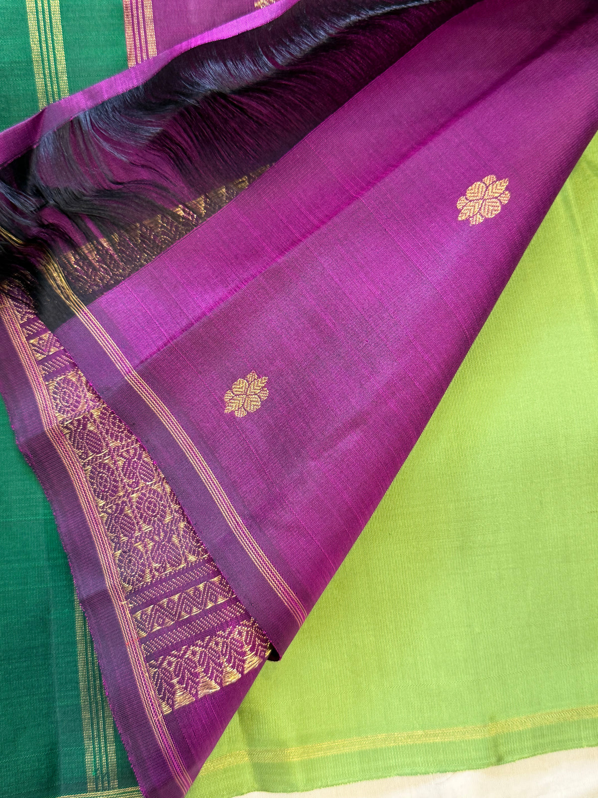 Pista green kolam butta double pallu / Kanjipuram silk CLSA12810