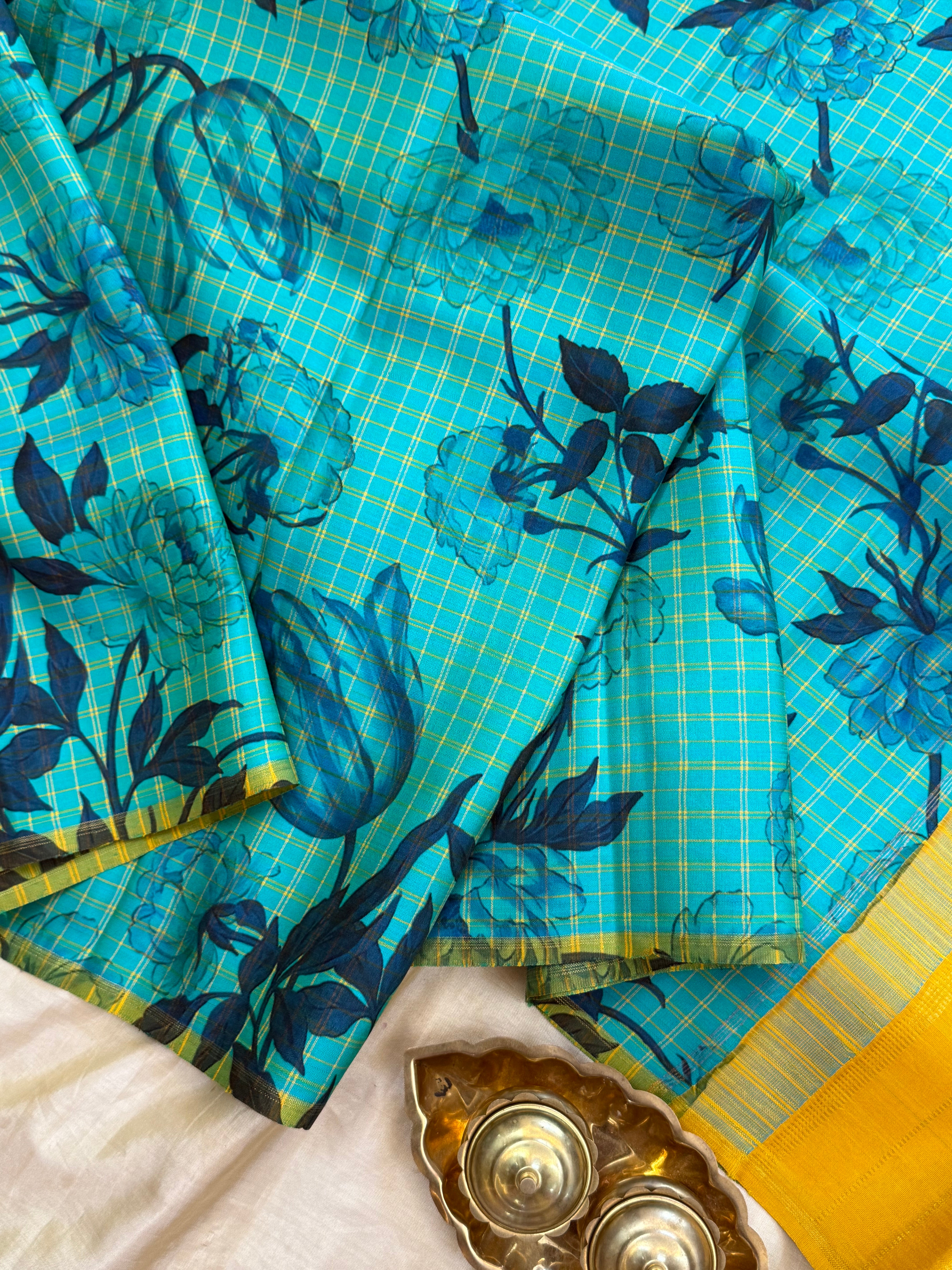 FLORAL DIGITAL PRINTED PURE ZARI / KANJIPURAM SILK SAREE CLSA 10817