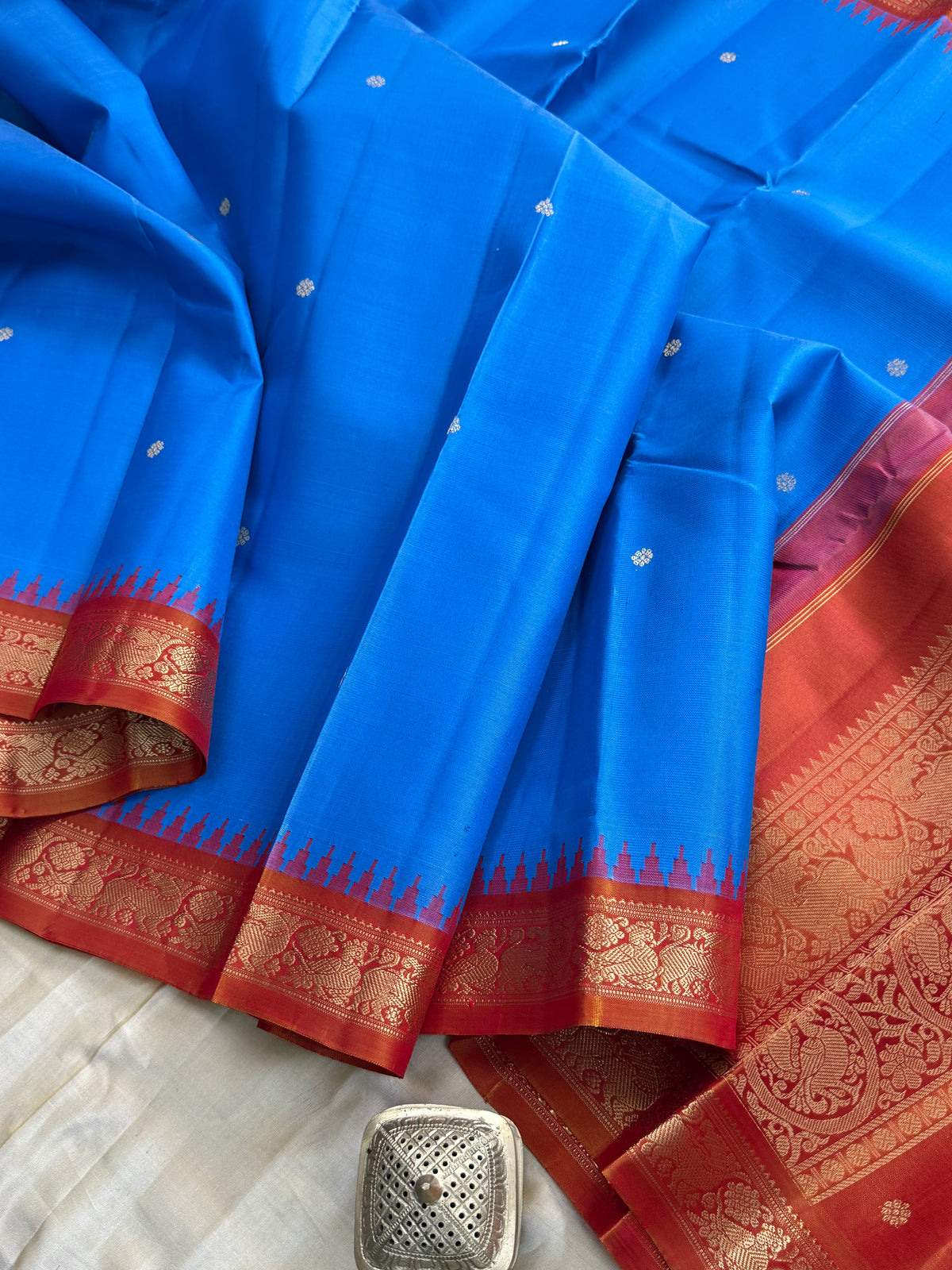 Sky blue Korvai Zari butta / Special Edition Silk CLSA 11908