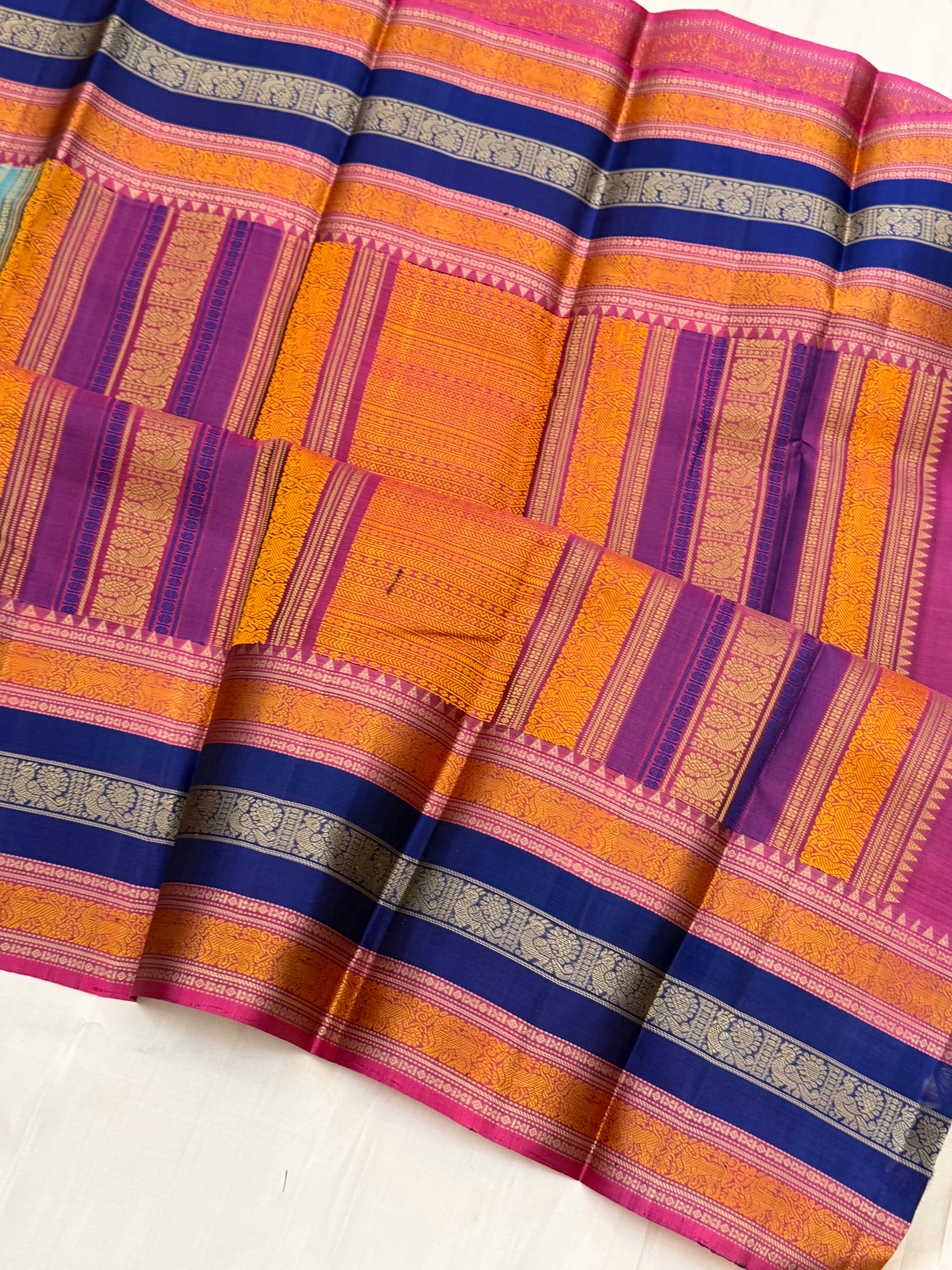 Mayilkazhuthu blue butta /Varnangal Thread work  CLSA11266