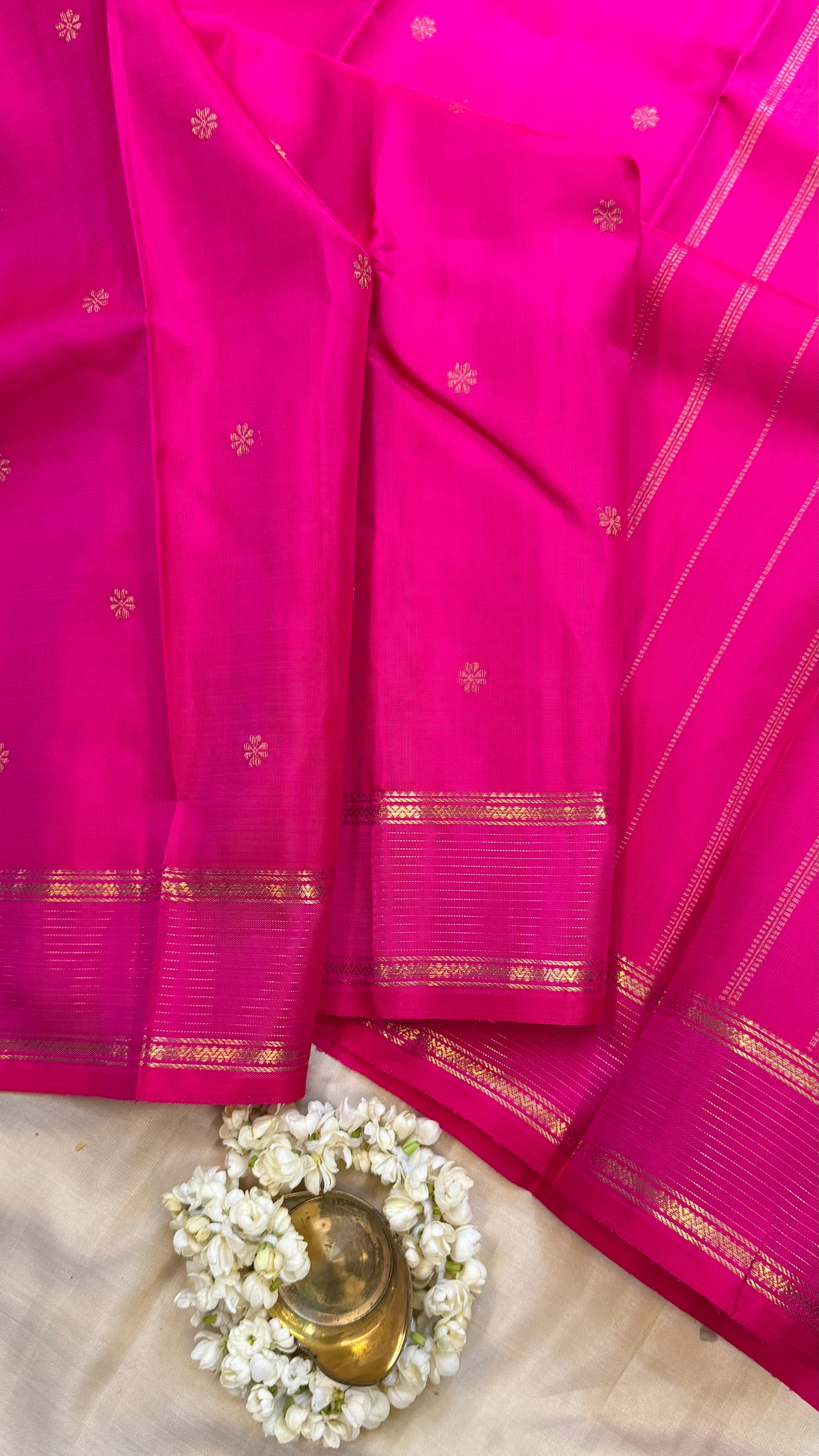 Pink rettapet border/ kanjipuram silk