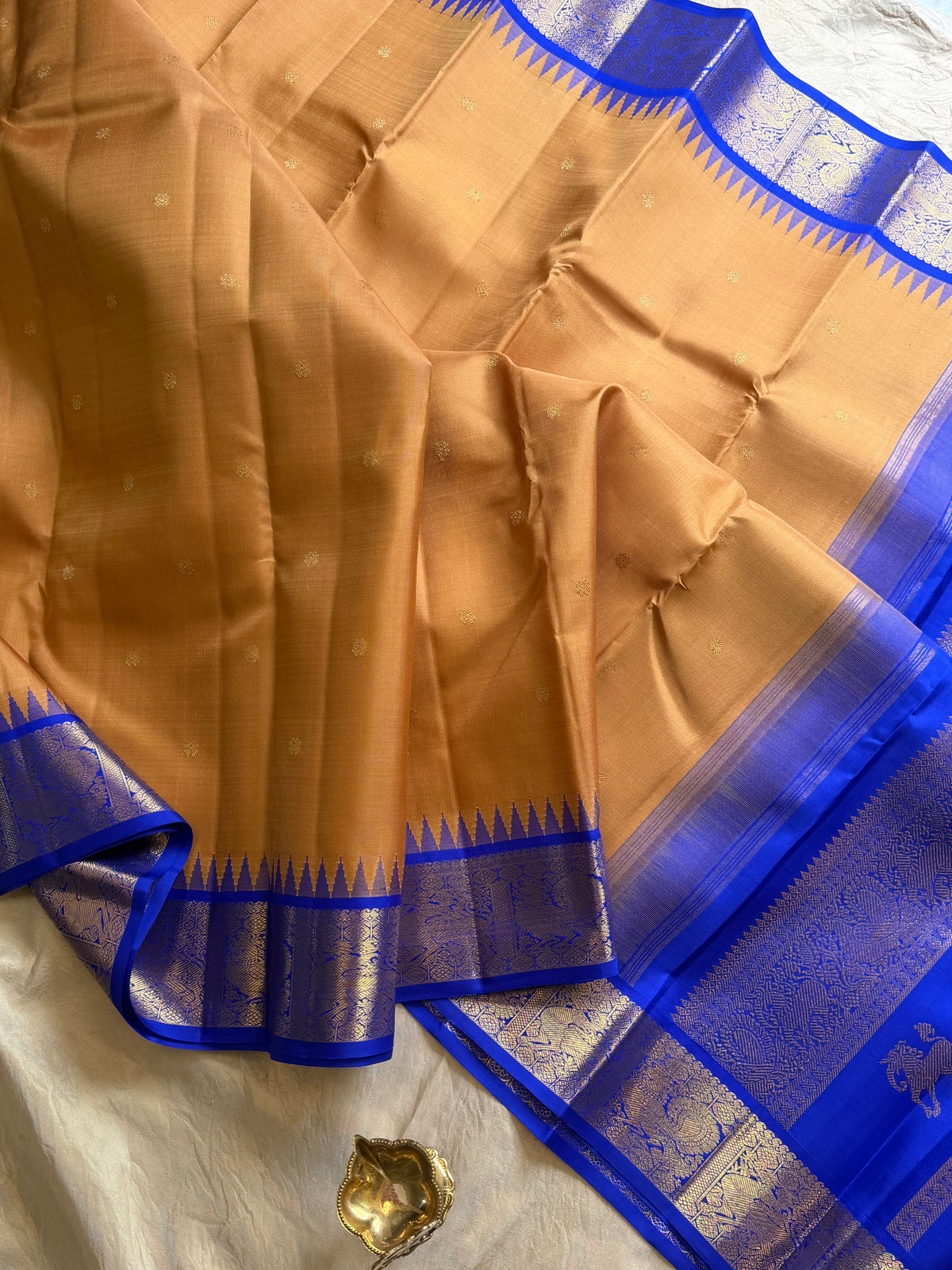 Unusual color combo pure Zari Kanjipuram