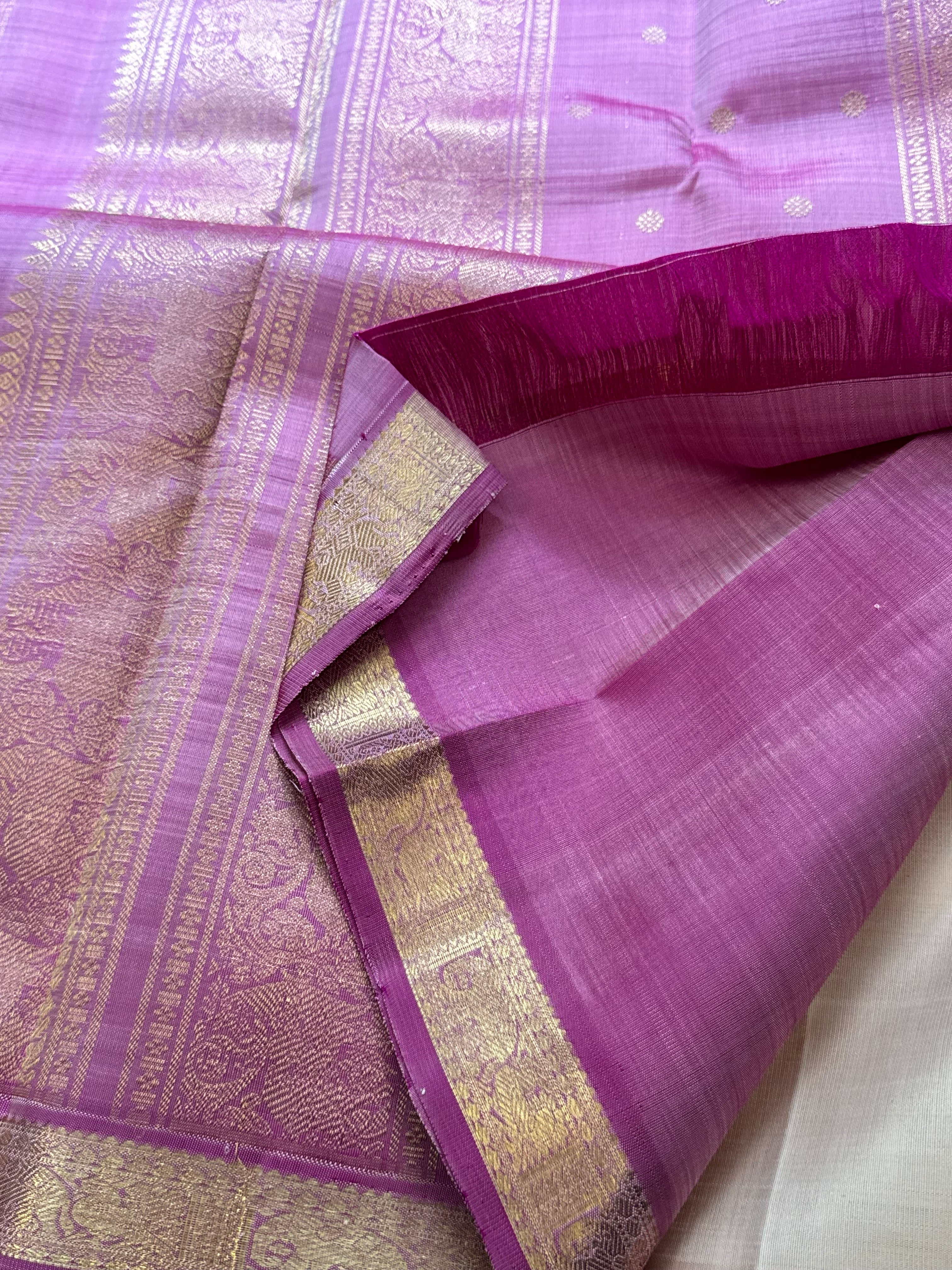 Cream small border / Kanjipuram silk