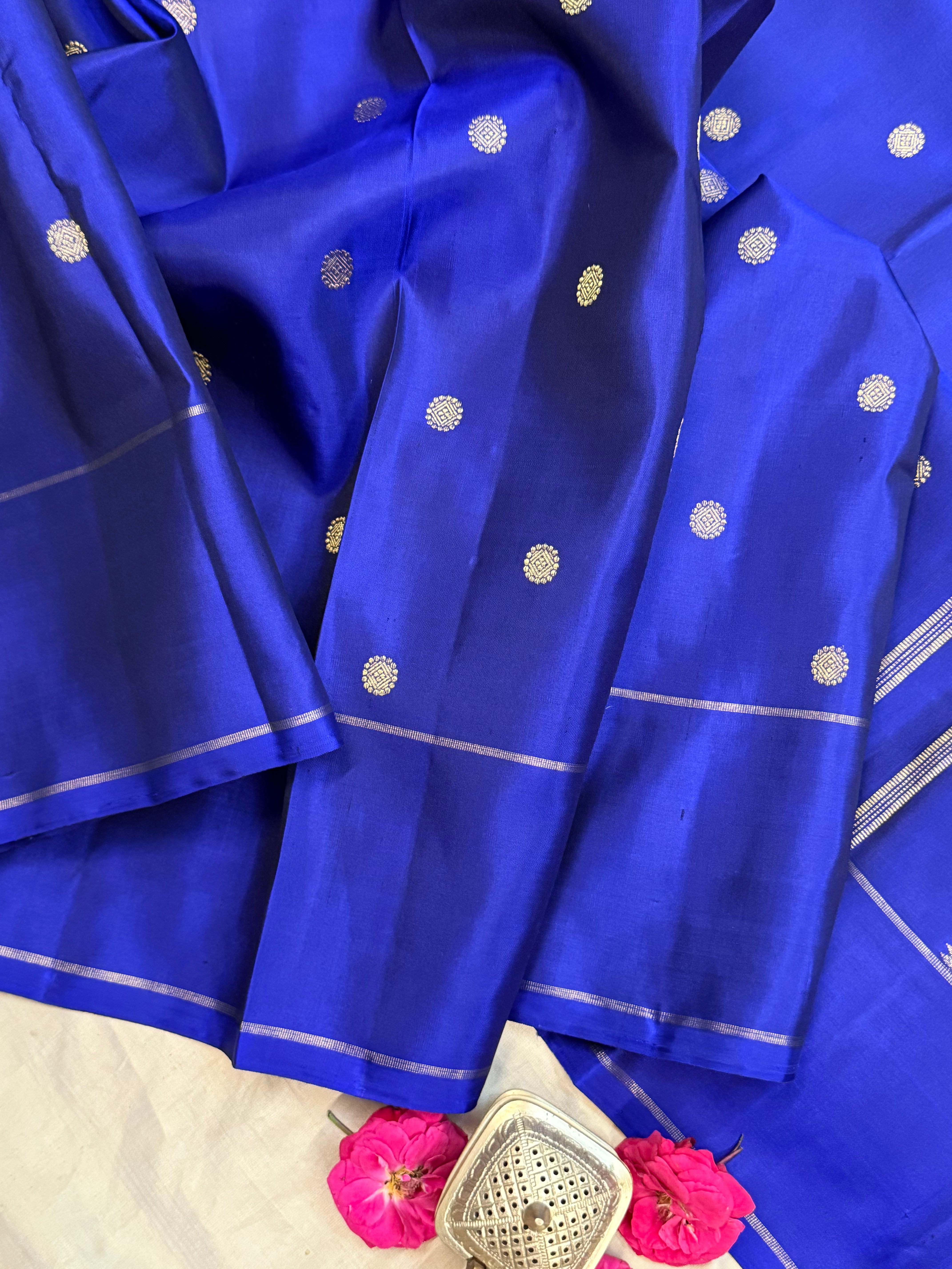 Ms blue kamalam butta / Kanjipuram silk CLSA9147