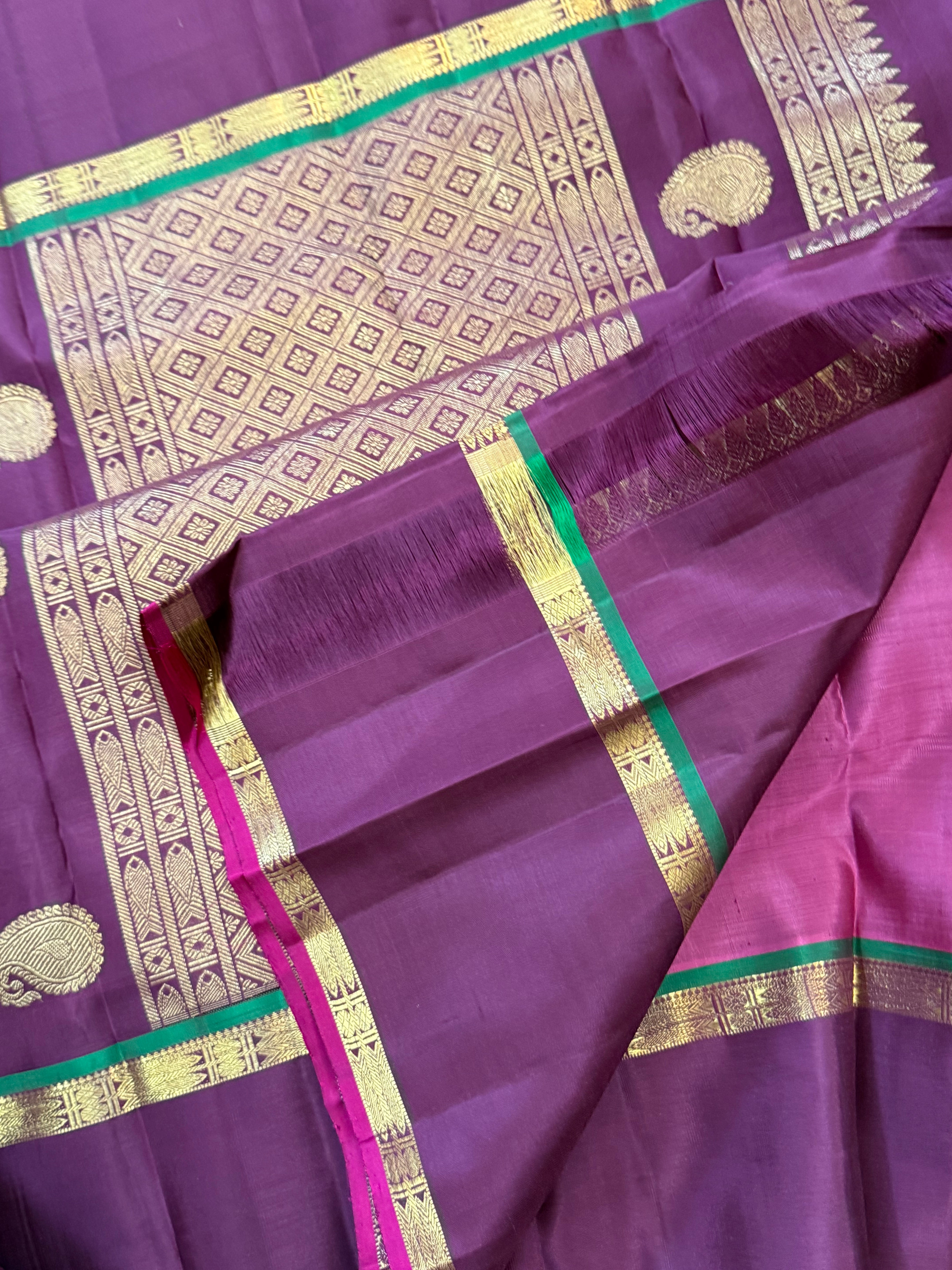 Geva with brown border / kanjipuram silk