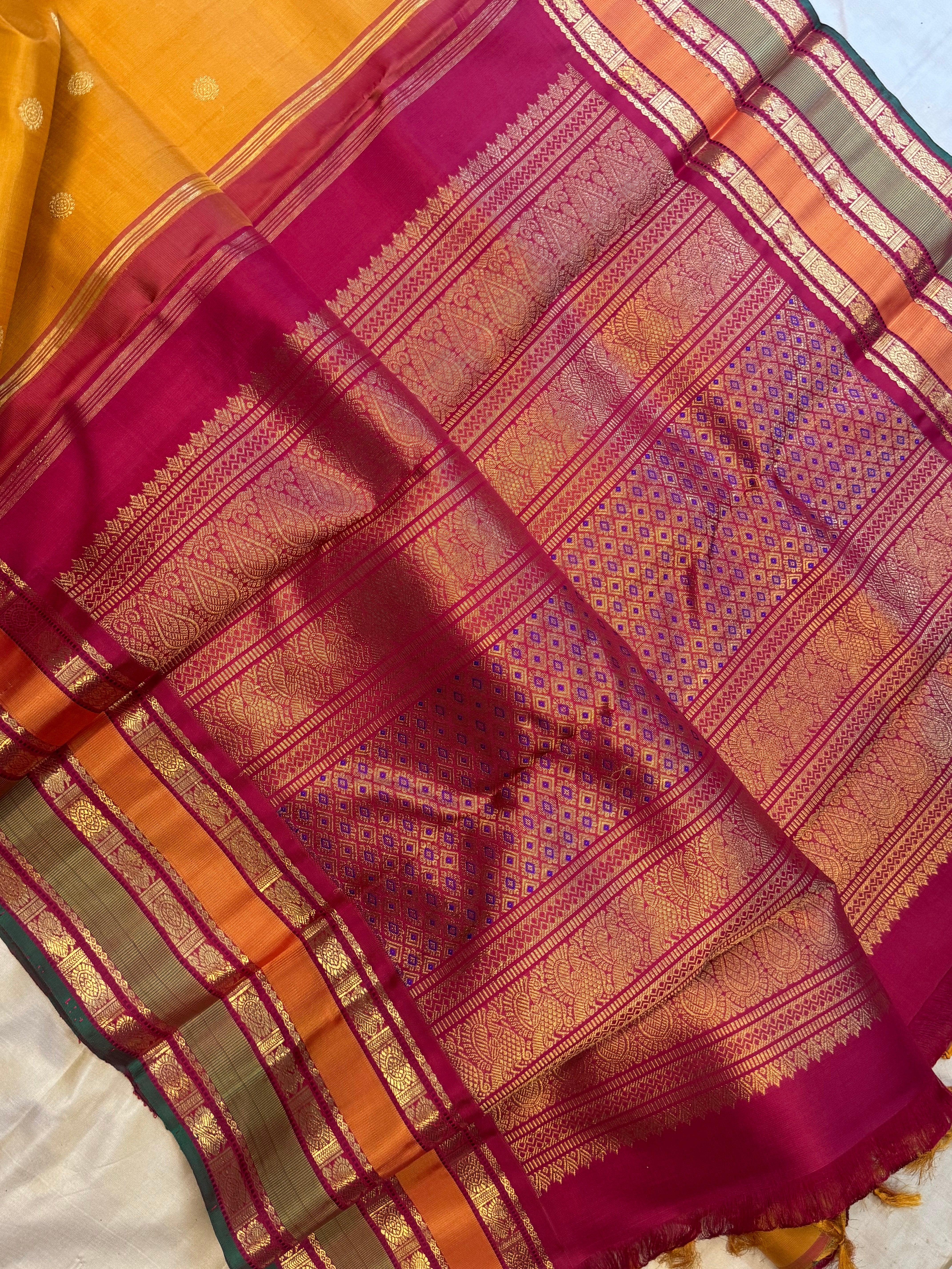 AALAYAM :   Varisapet yellow kanjipuram silk