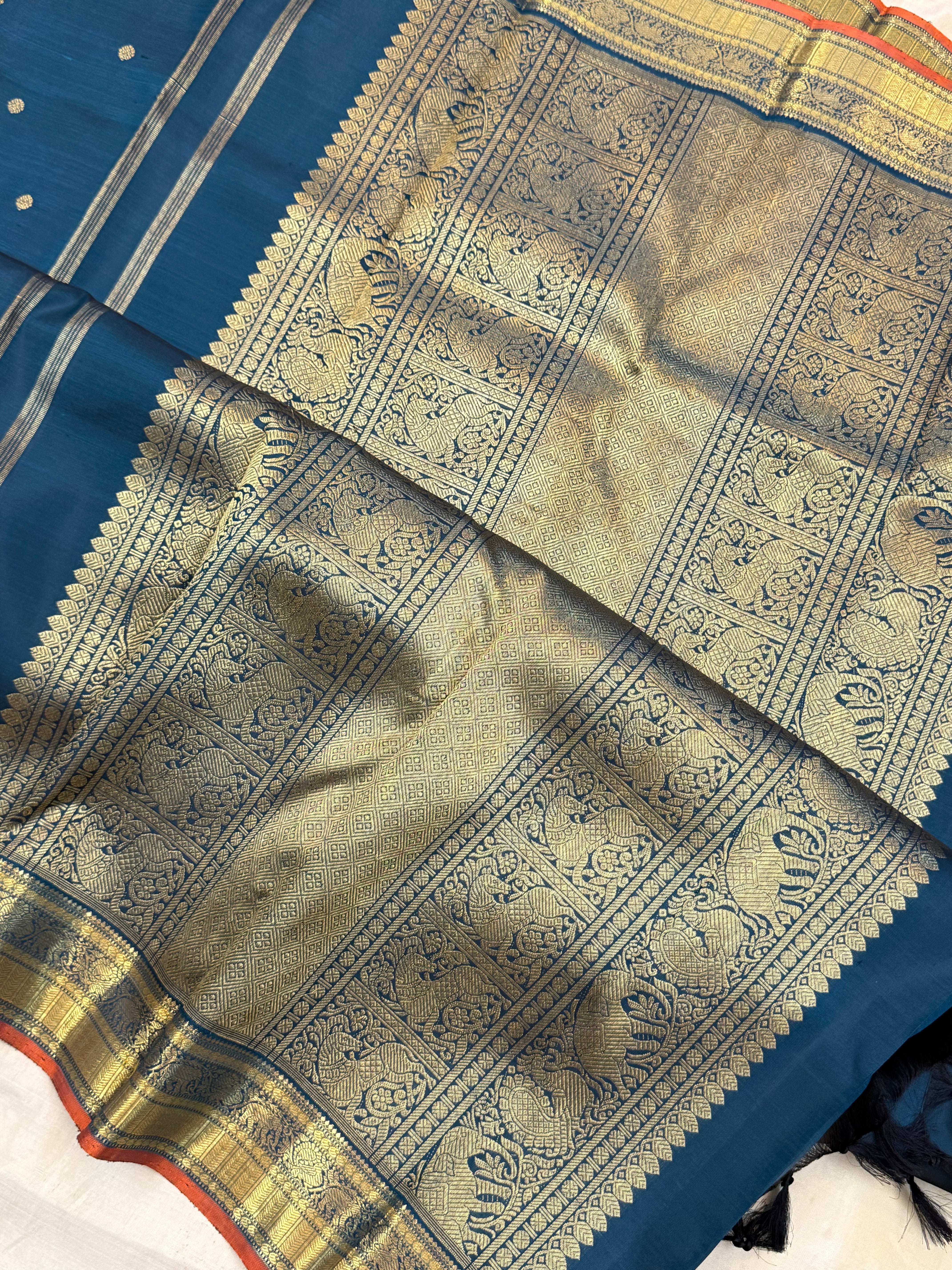 Teal blue body Butta / Kanjipuram silk CLSA10123