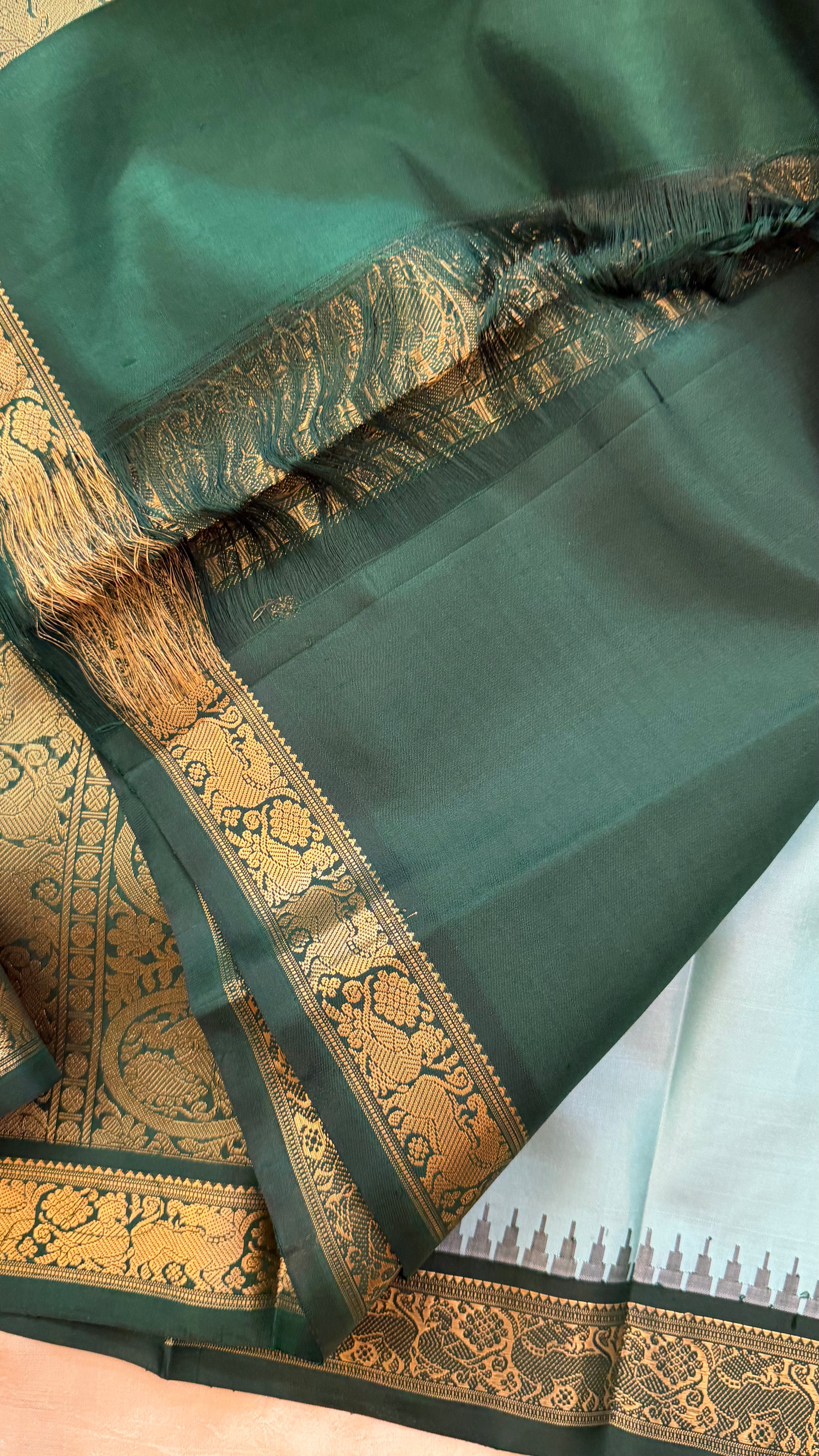 Blue Korvai green border.  / special edition