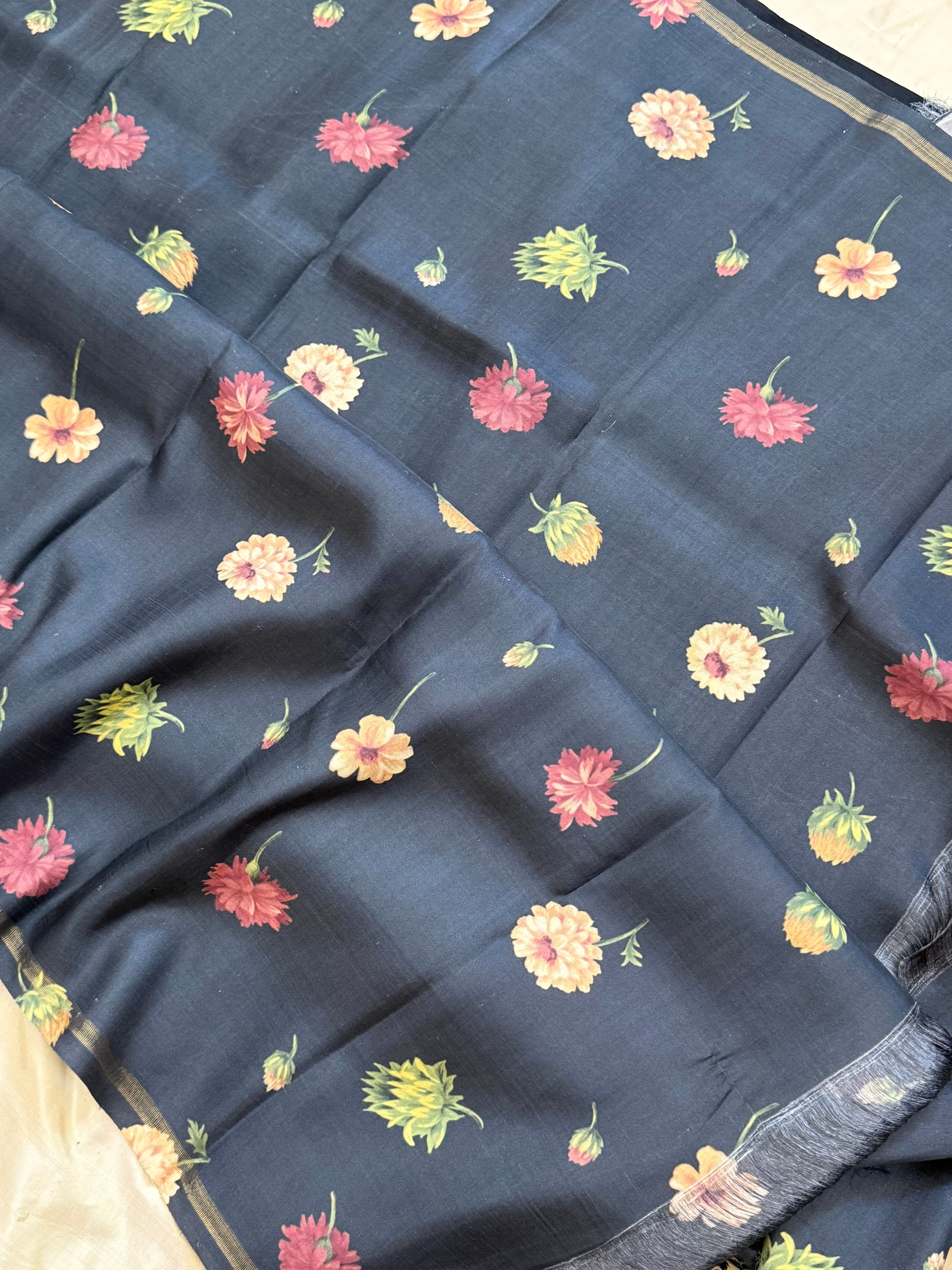 FLORAL DIGITAL PRINTED PURE ZARI / KANJIPURAM SILK SAREE CLSA 10818