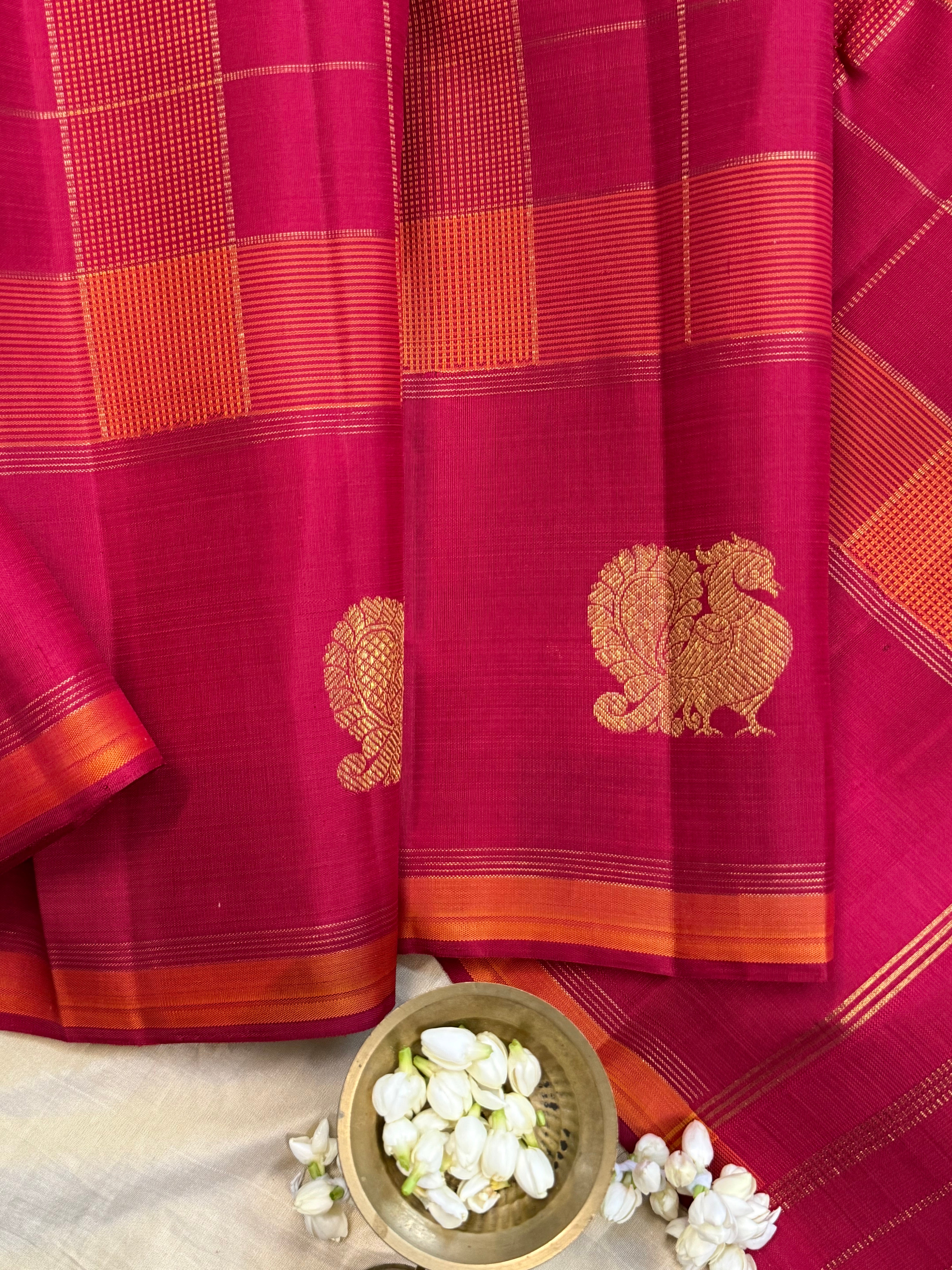 Chettinad kattam border butta / Kanjipuram silk