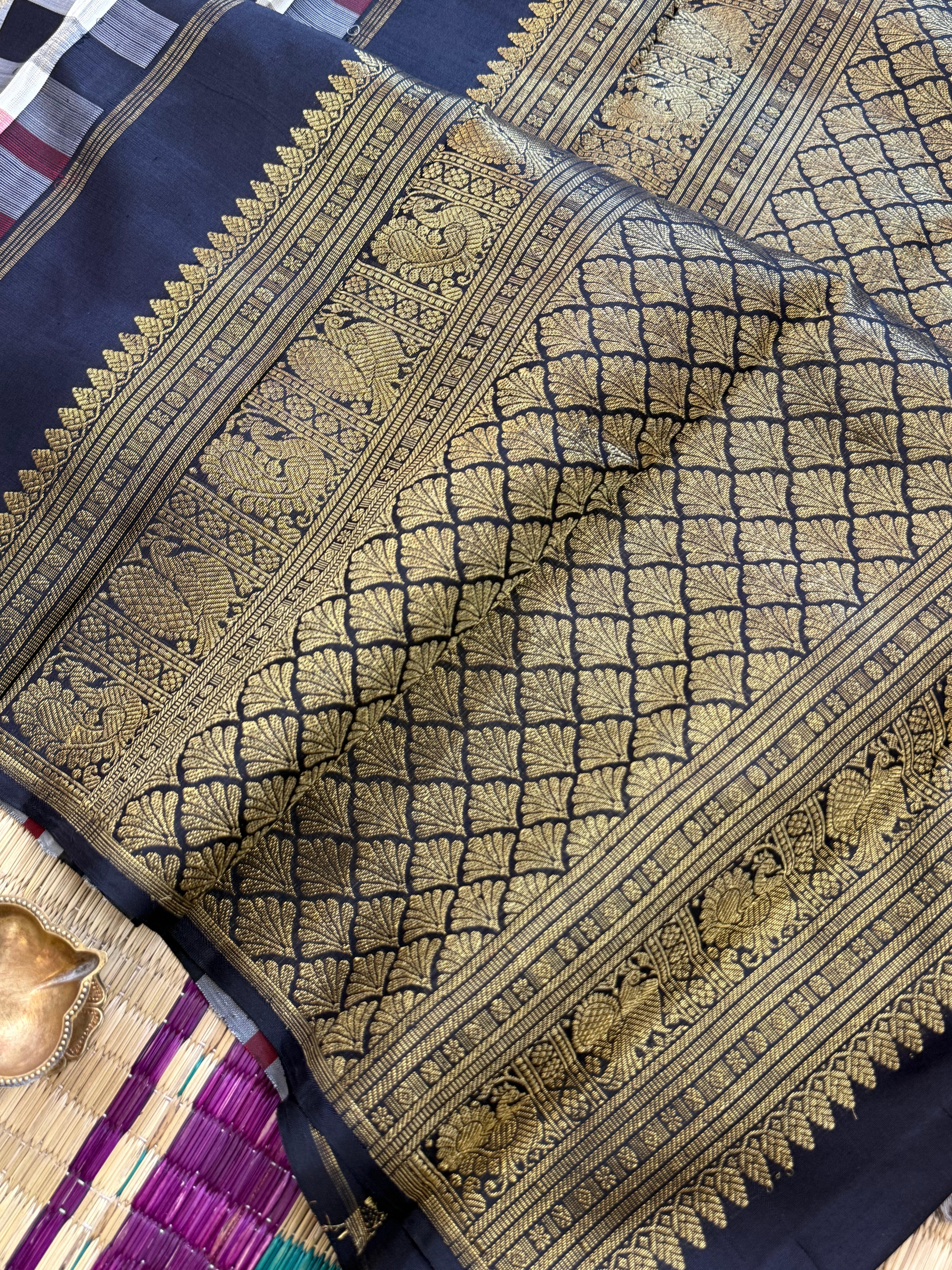 Burberry checks with annam chakram butta and pure Zari / kanjipuram silks CLSA 11141