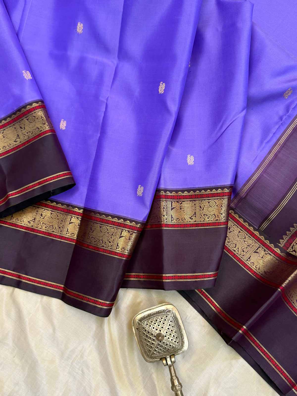 Special edition-lavender Rettapet border with body Zari butta Korvai silk saree/clsa 12577