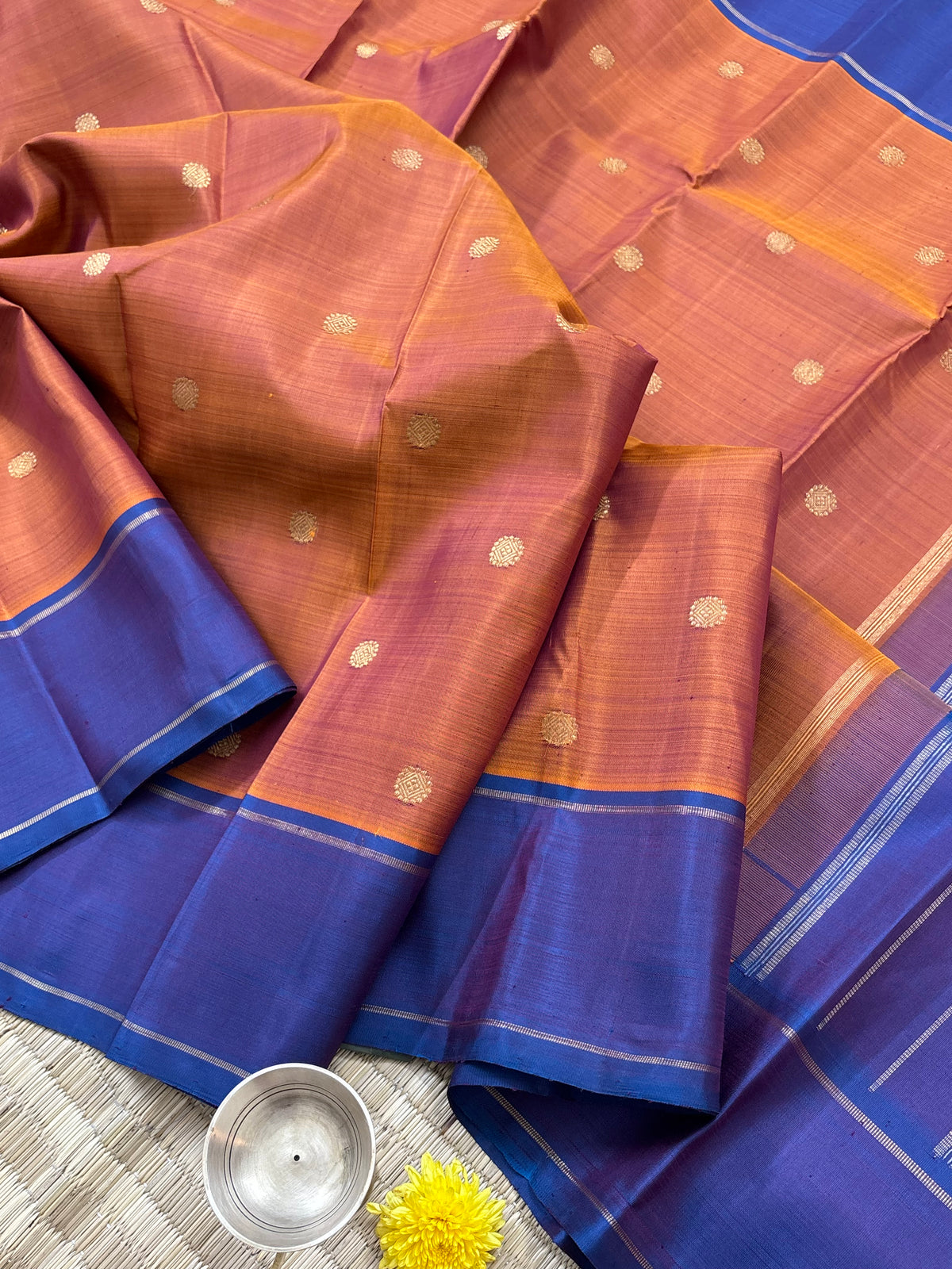 Rustic honey colour pure zari/kanjipuram silk saree clsa 11284