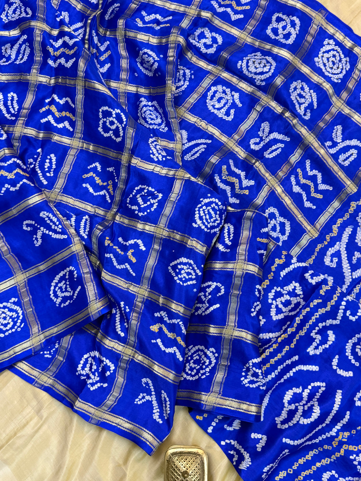 Ms blue bandhini and gajji silk saree clsa 11942