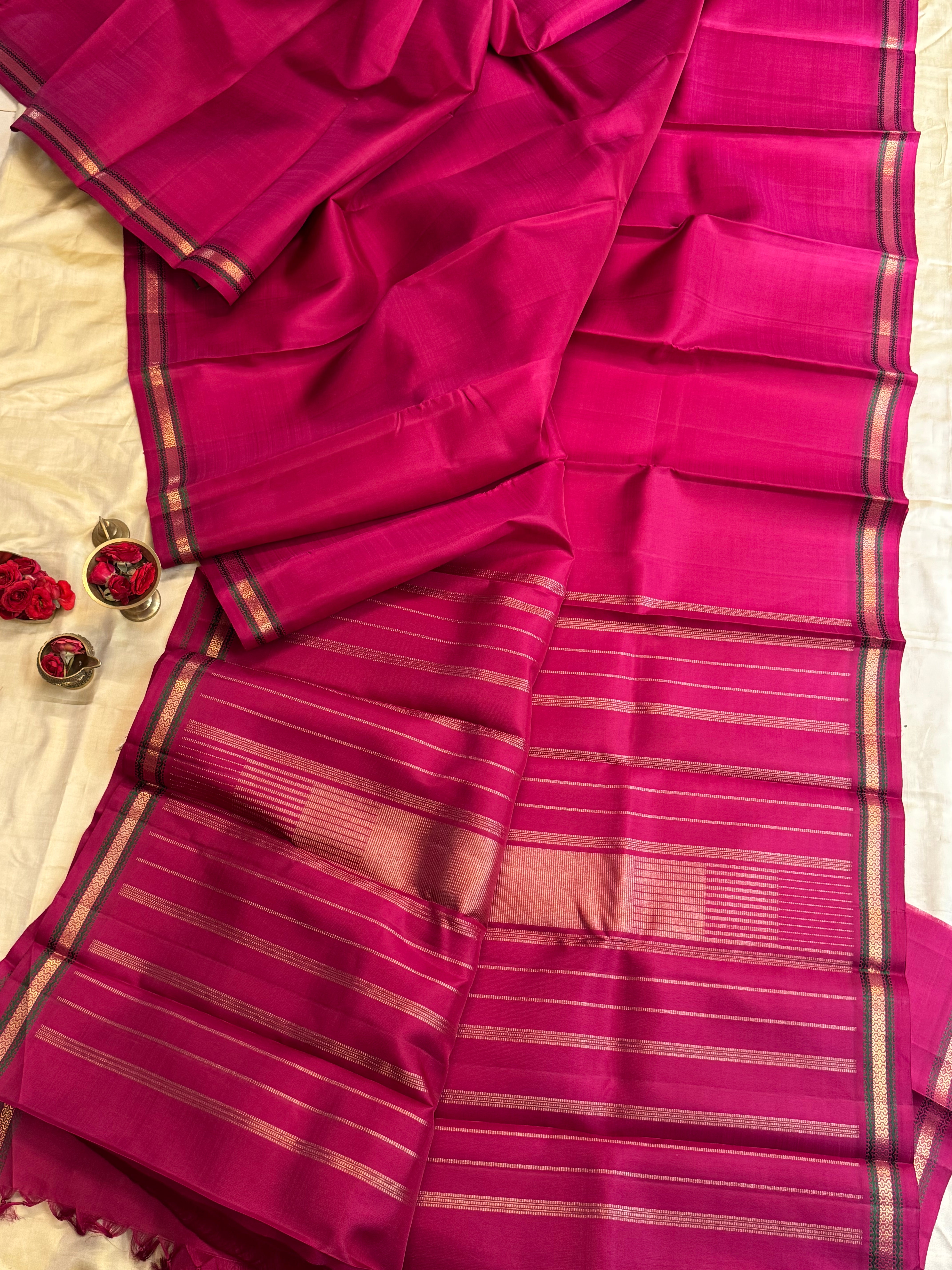 Pink small border/ Kanjipuram silk