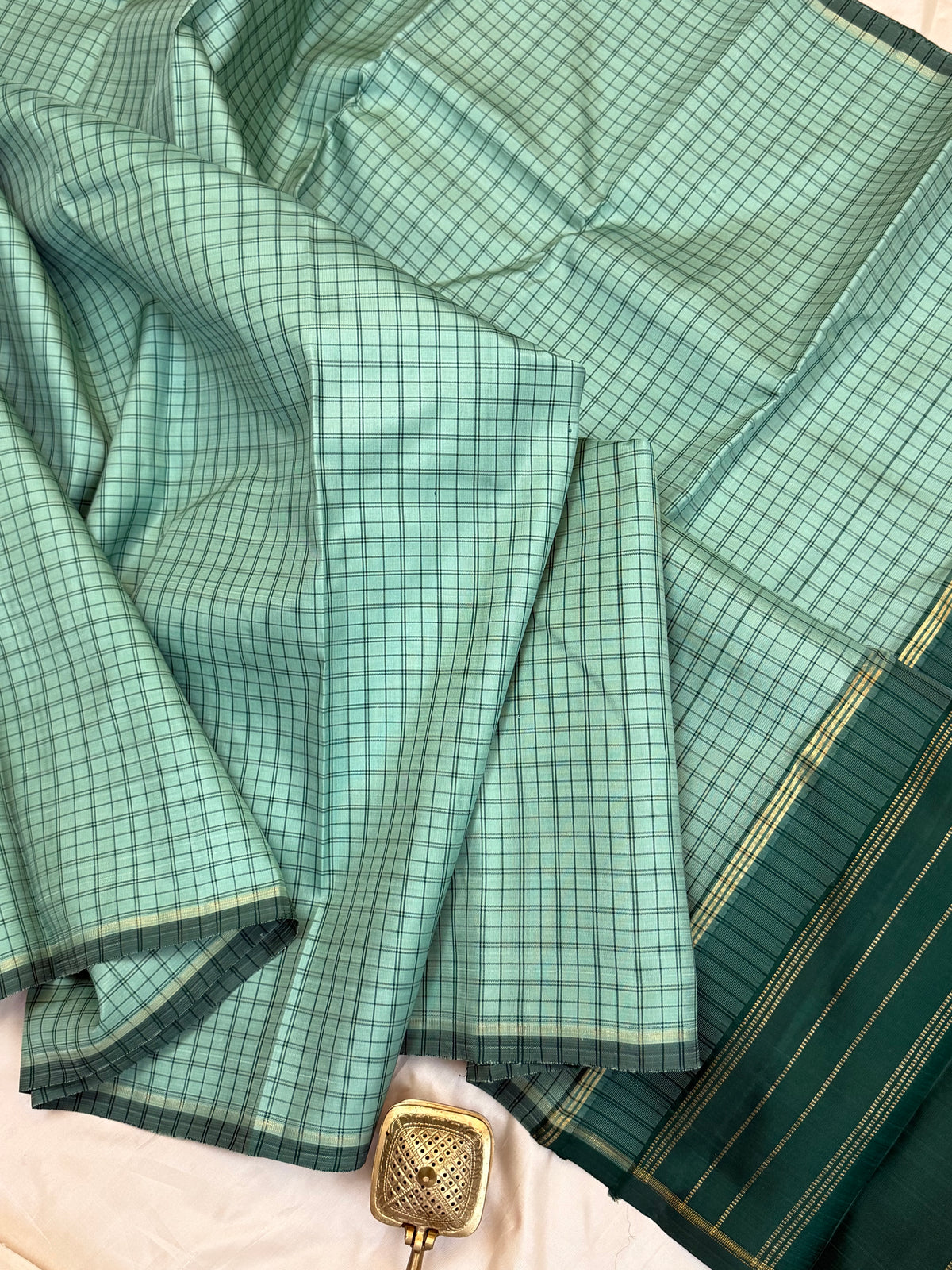 Kattam border less pure Zari/Kanjipuram silk saree clsa 12802