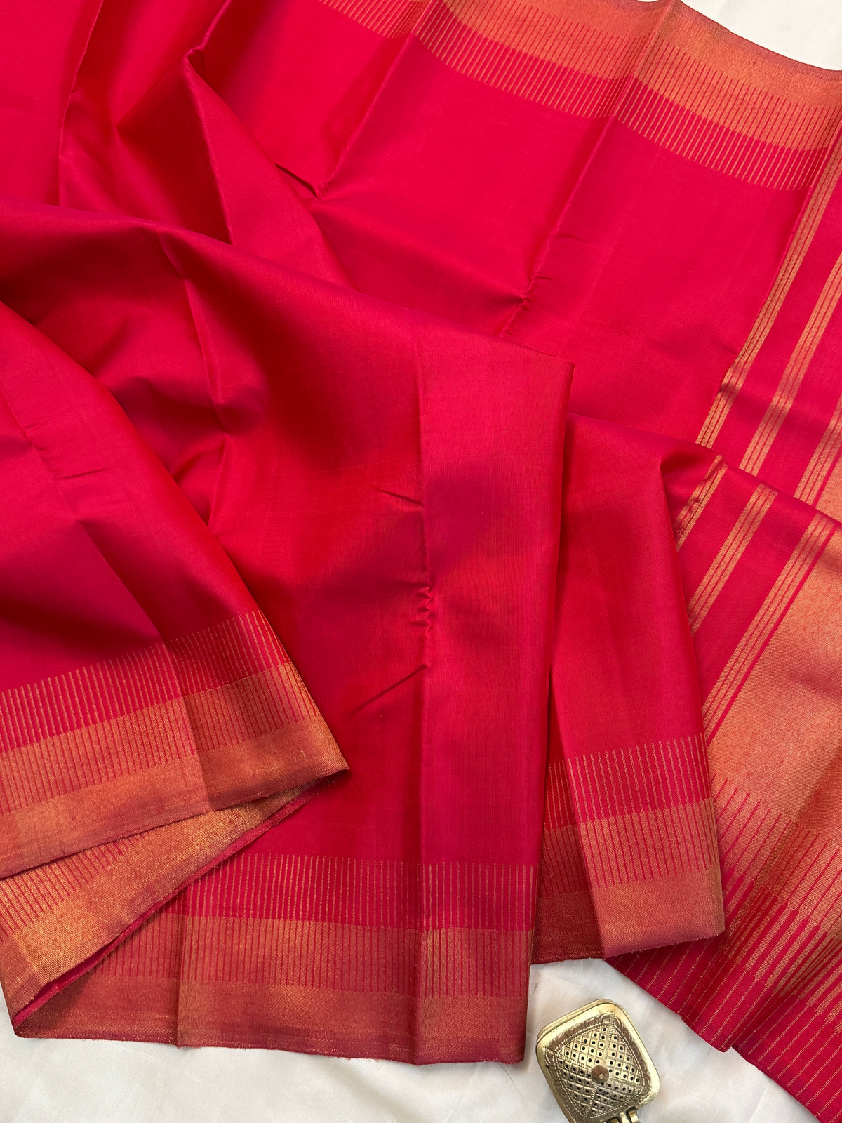 Navarathri - Day 4 Red Colour pure Zari Seepu border / Kanjipuram silk sree Clsa 10674