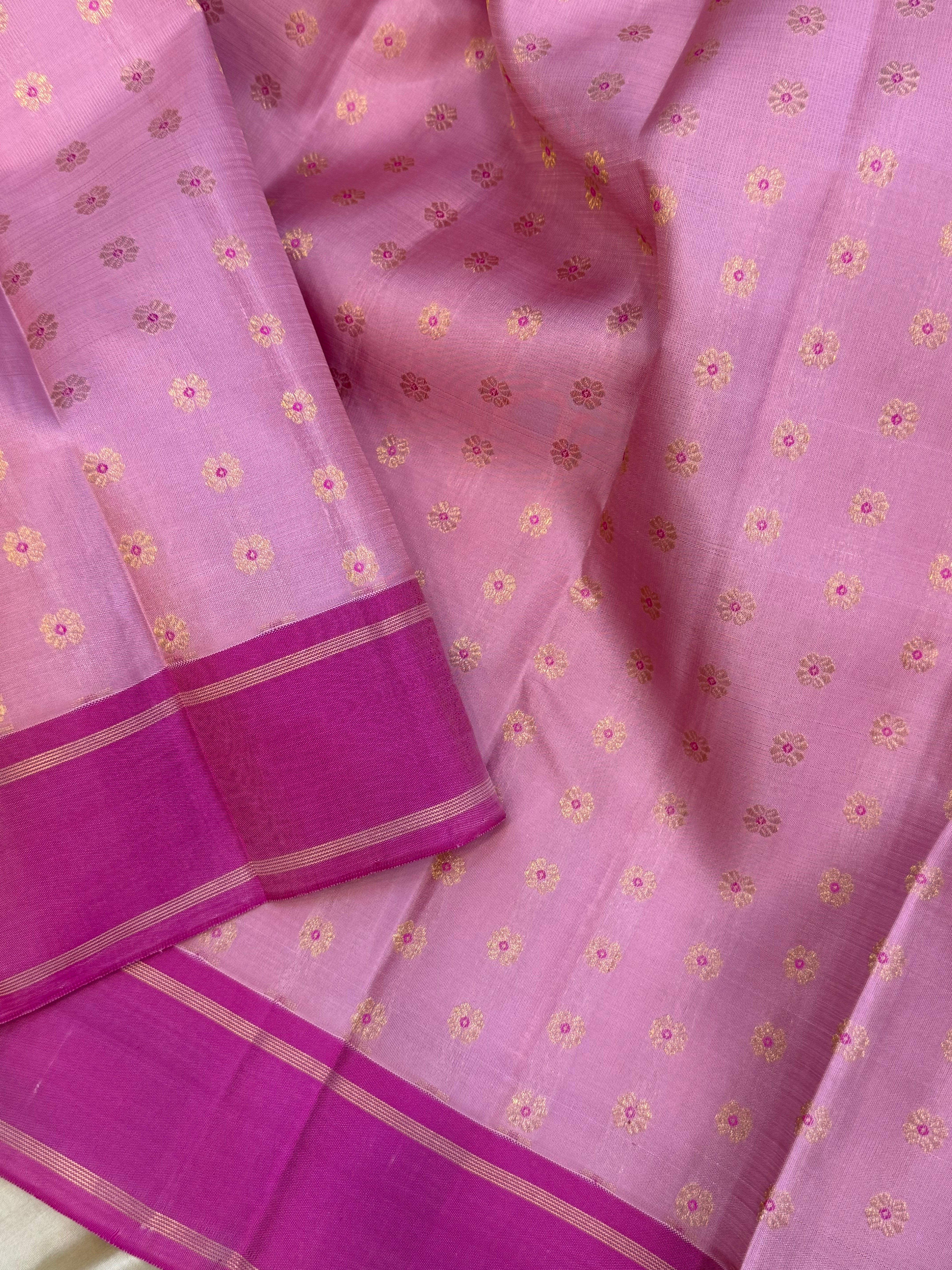 Pink meenakari butta/ Kanjipuram Silk