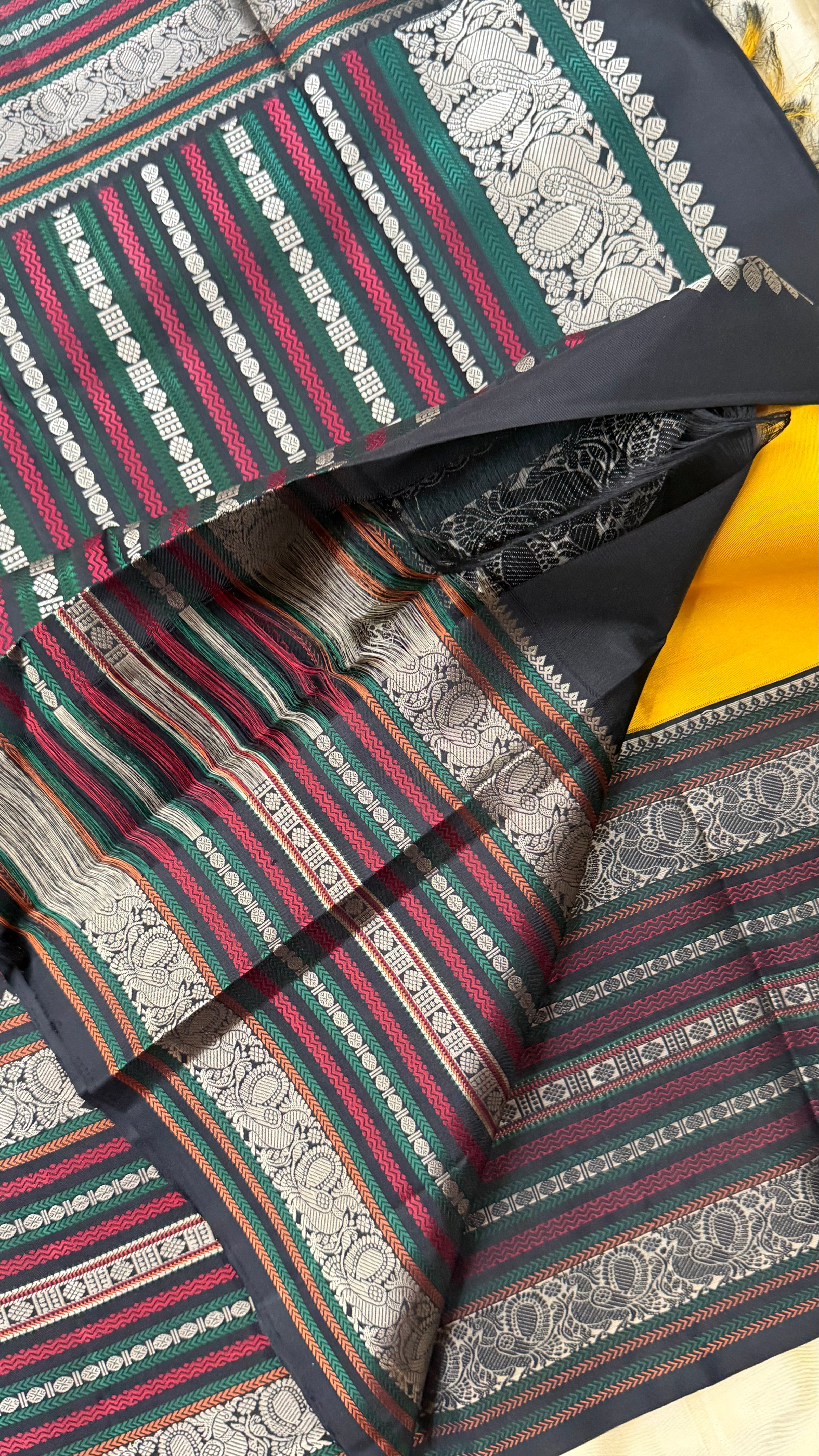 Amoha : Yellow with black varsiapet  Kanjipuram silk 9086CL