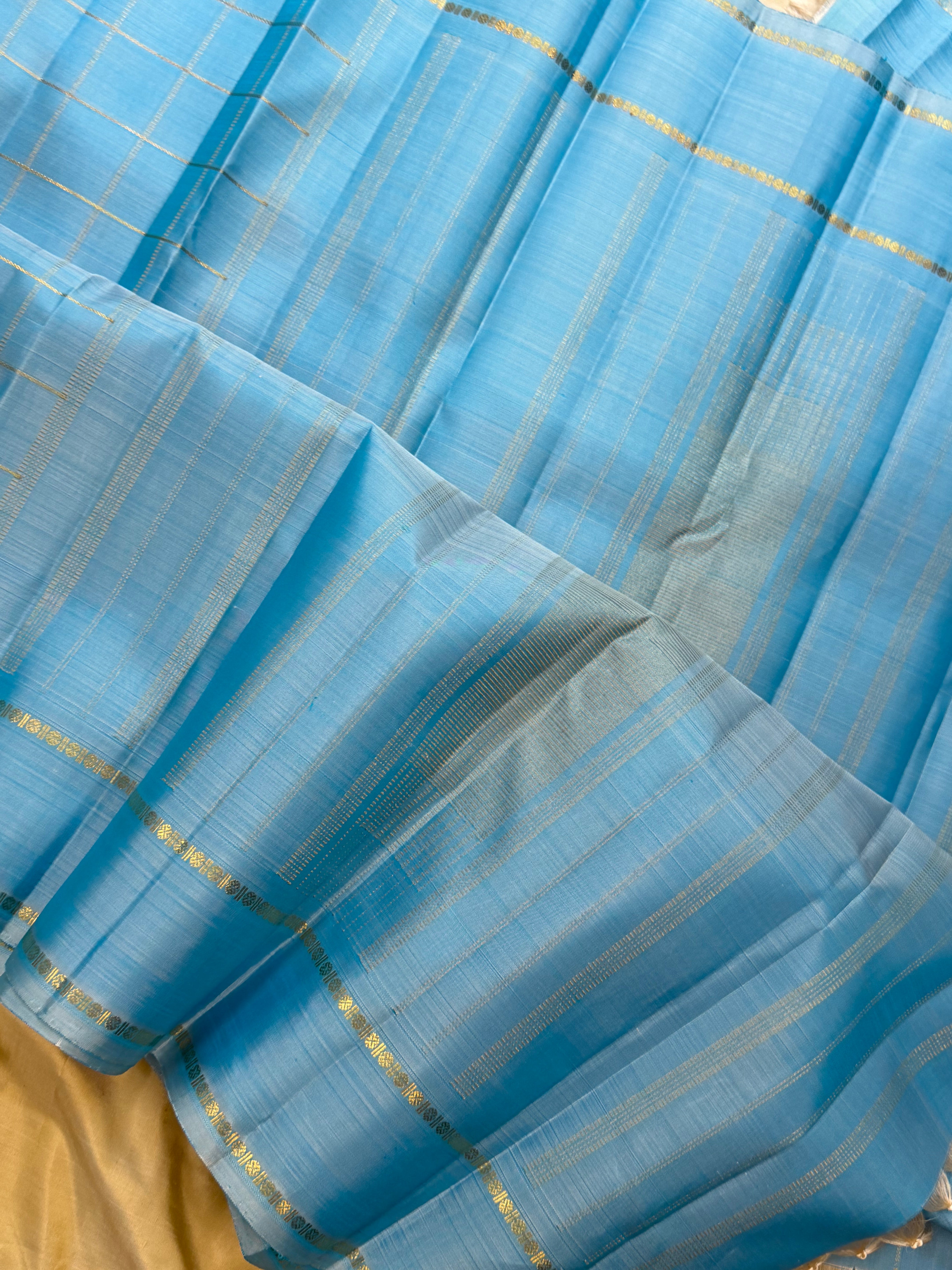 Powder blue Zari Kattam pure Kanjipuram silk CL10146