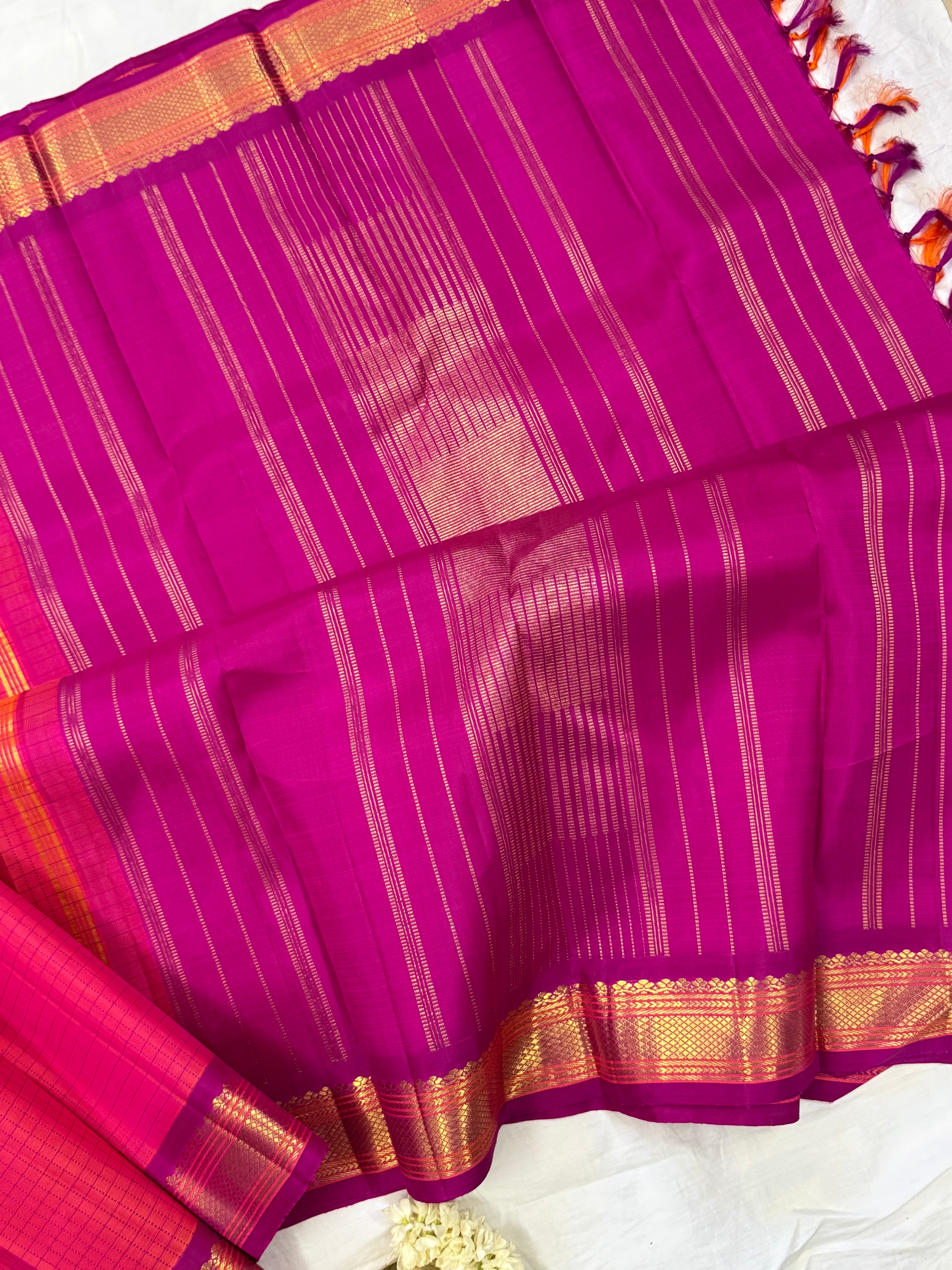 Pink shot purple kattam / Kanjipuram silk