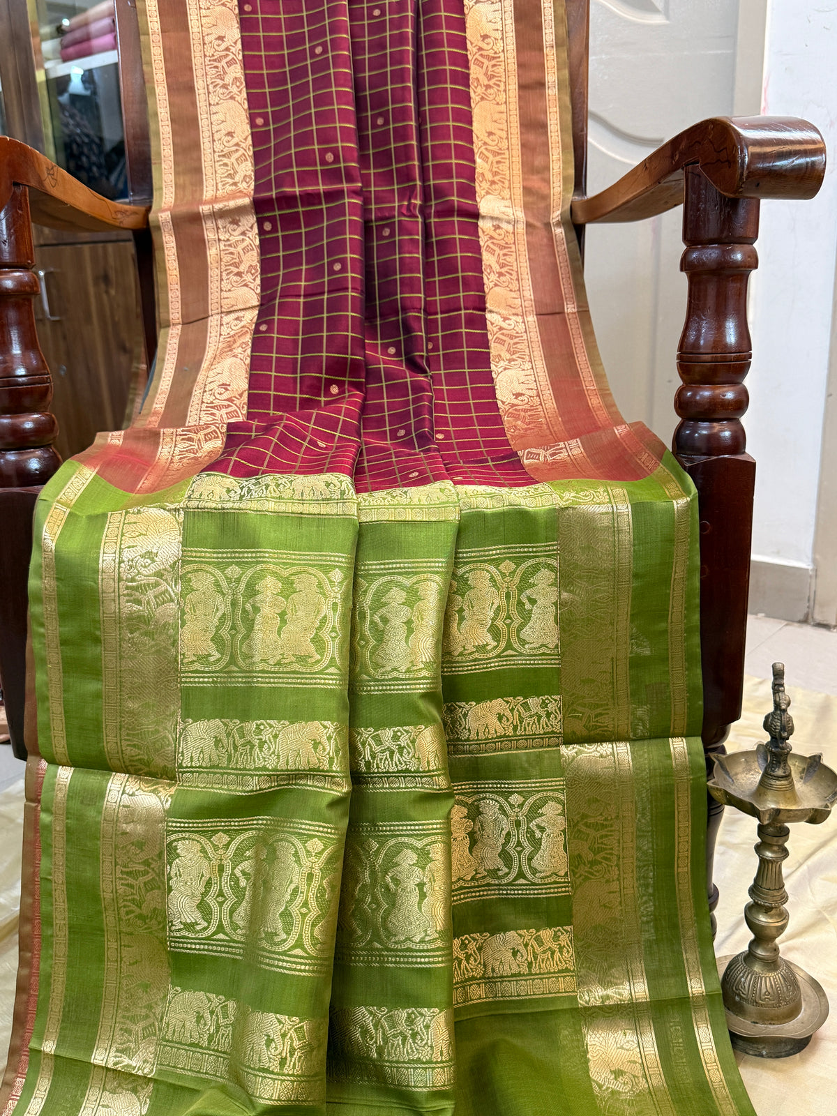 Premium silk cotton-thread kattam with butta/clsa 12255
