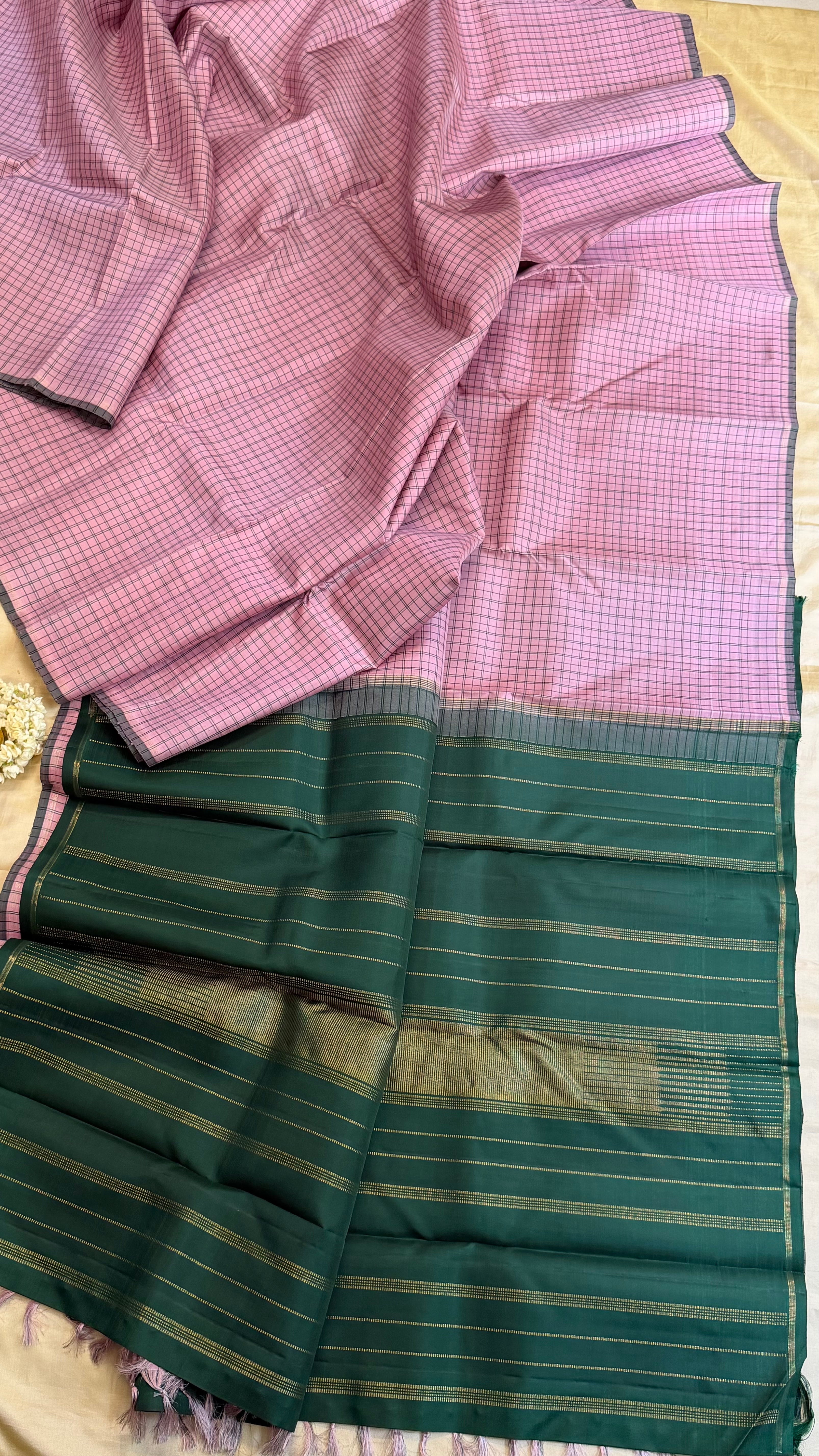 Pink kattam borderless/ Kanjipuram silk