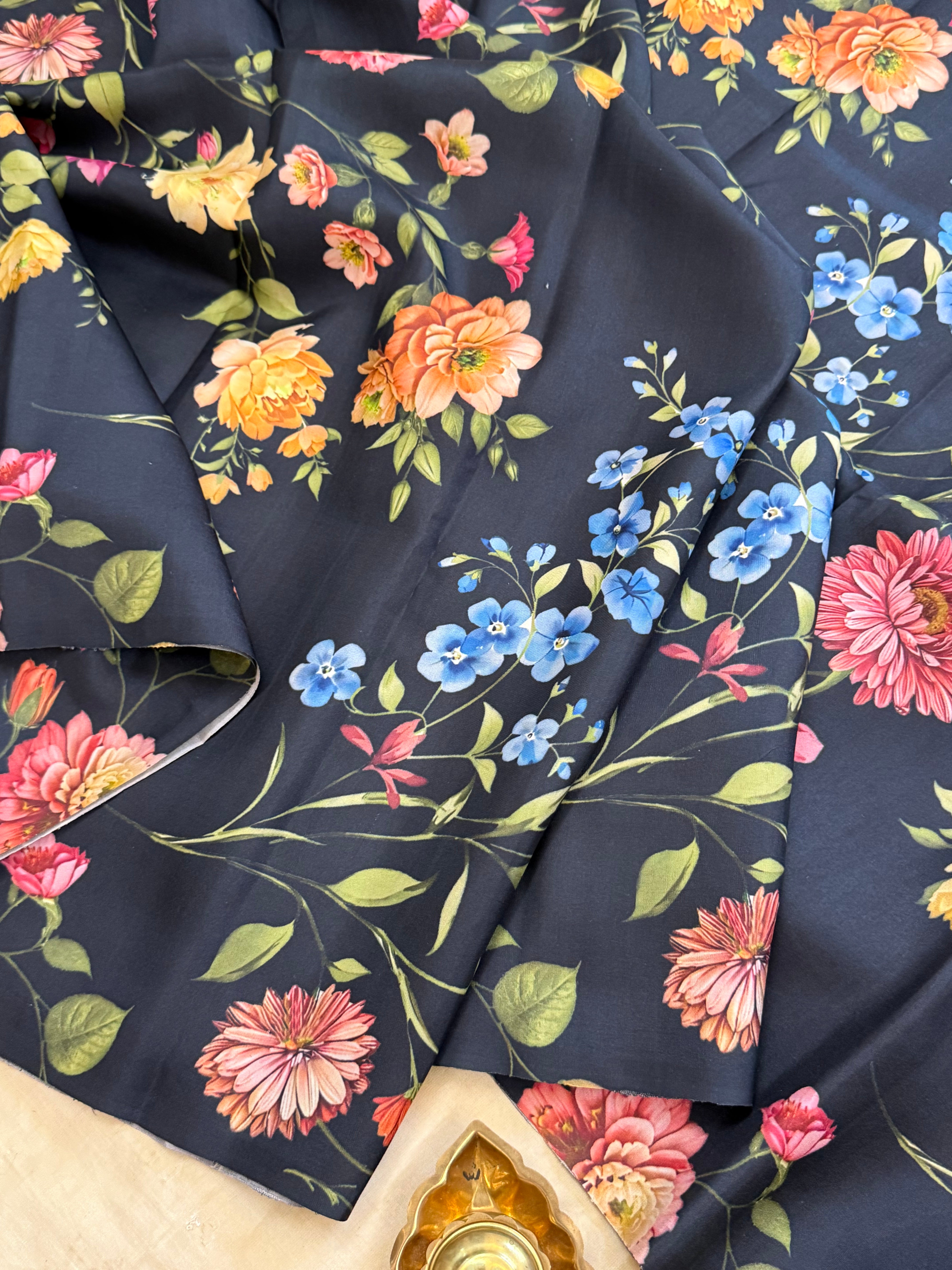 FLORAL DIGITAL PRINTED PURE ZARI / KANJIPURAM SILK SAREE CLSA 10814