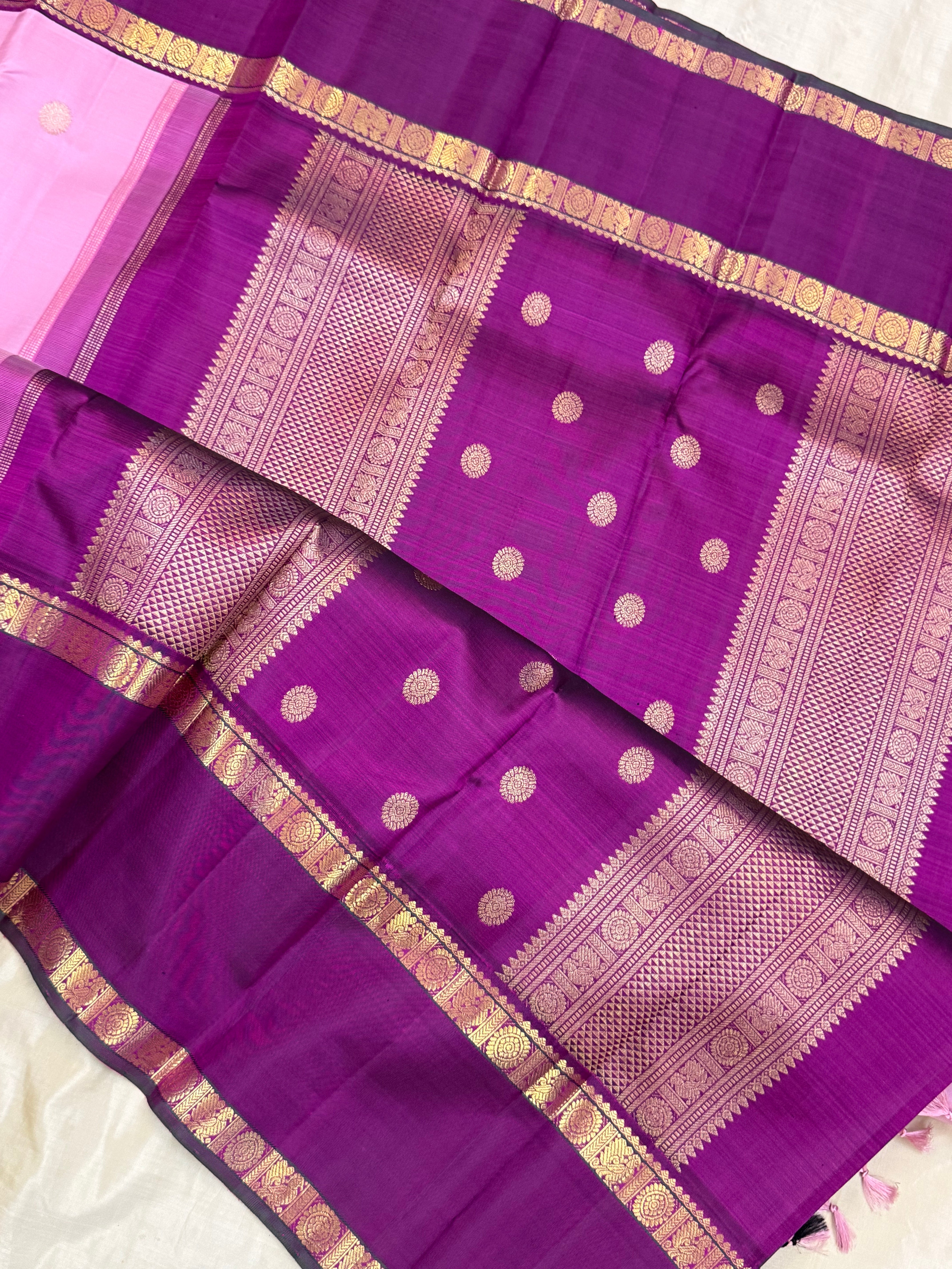Pastel pink retta pet Kanjipuram silk