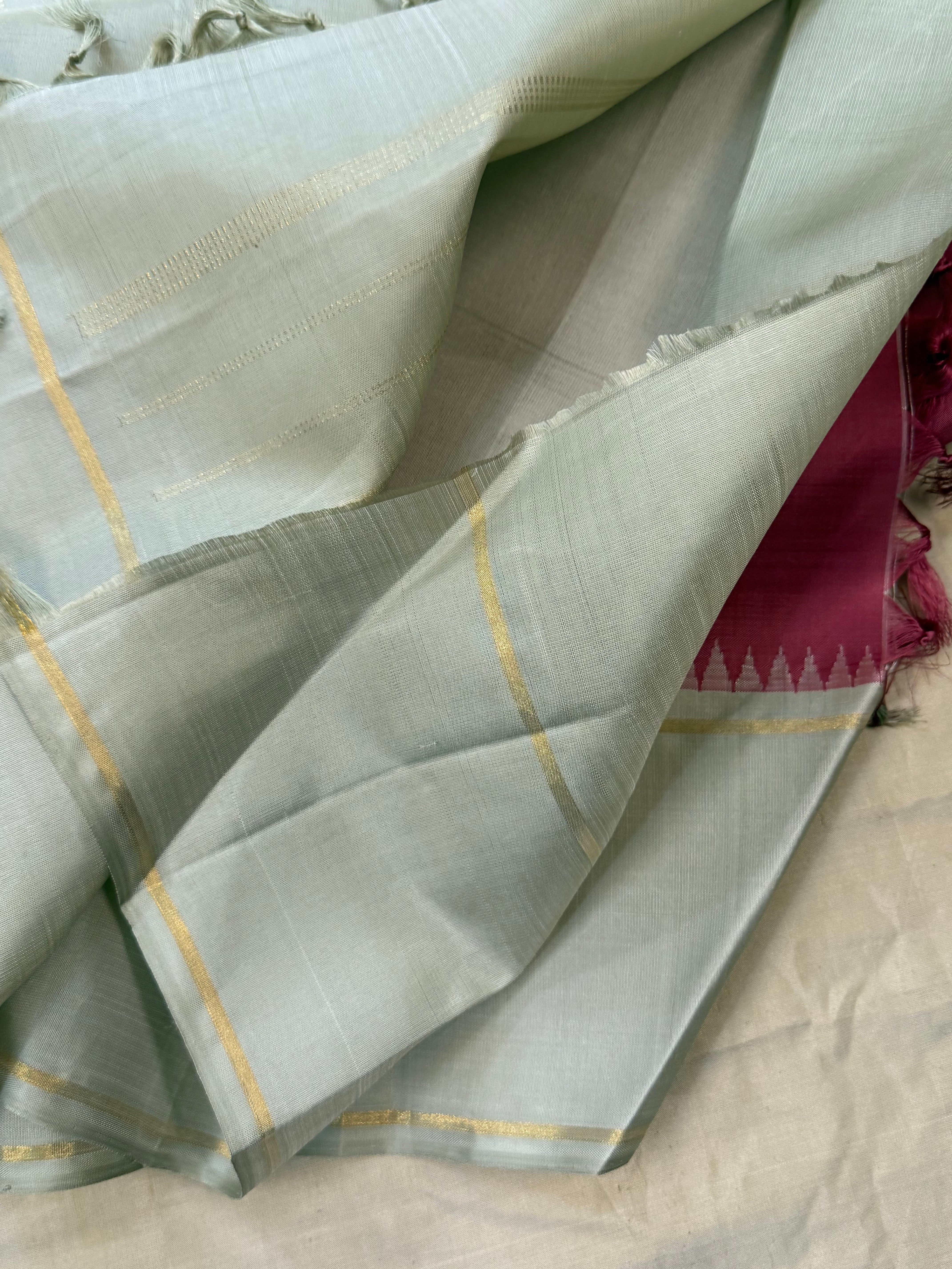 Dusky pink and silverish / Arani silk