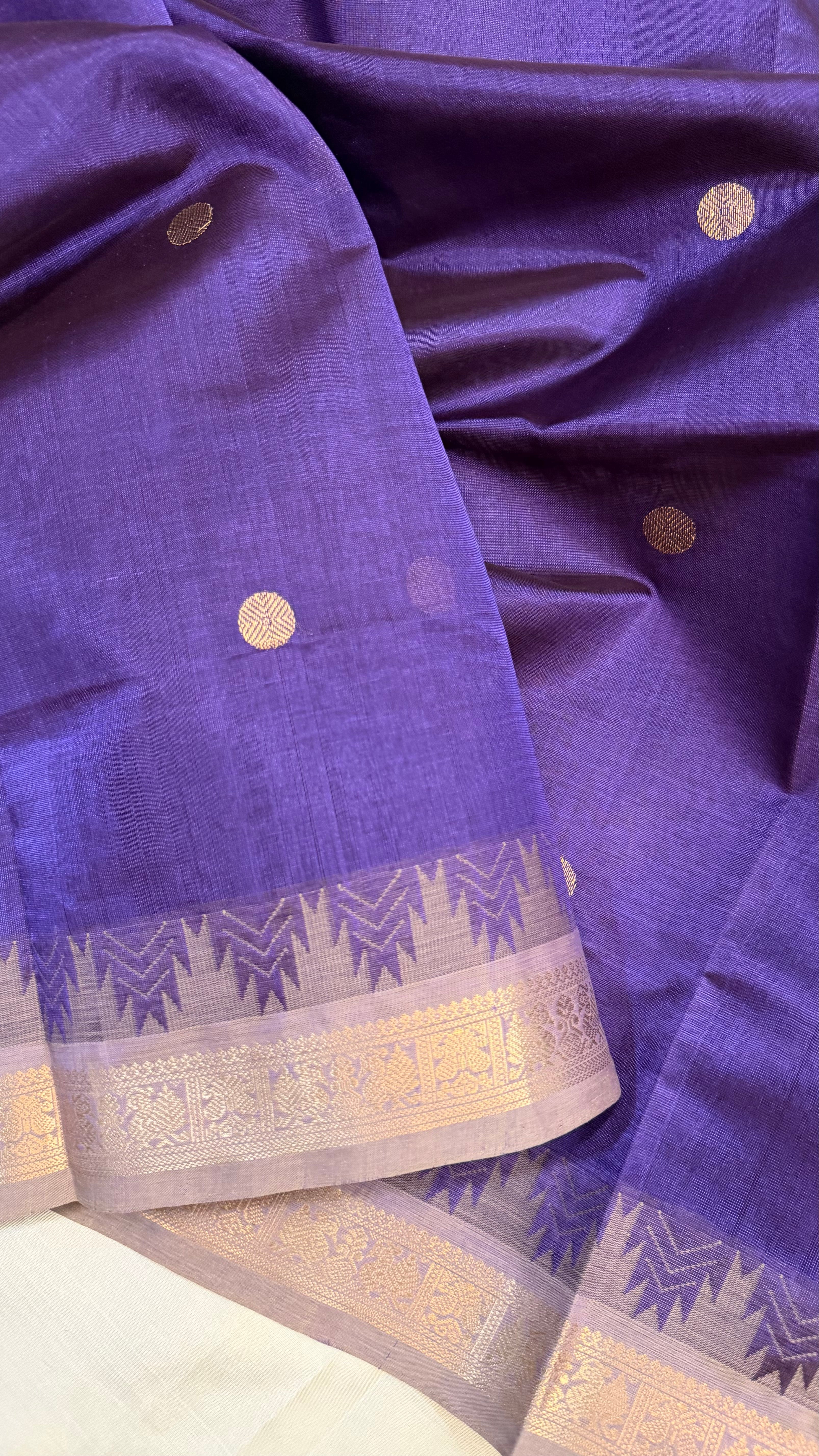 Purple small border/  silk cotton